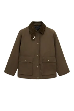 100% Cotton Waxed Parka With Snap Buttons