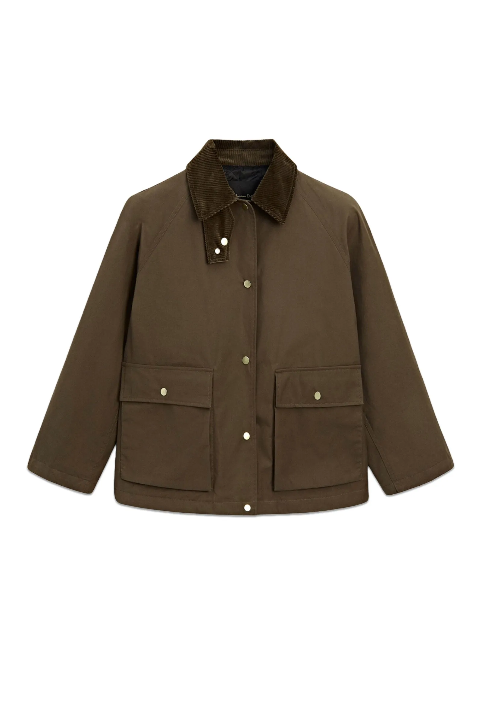 100% Cotton Waxed Parka With Snap Buttons