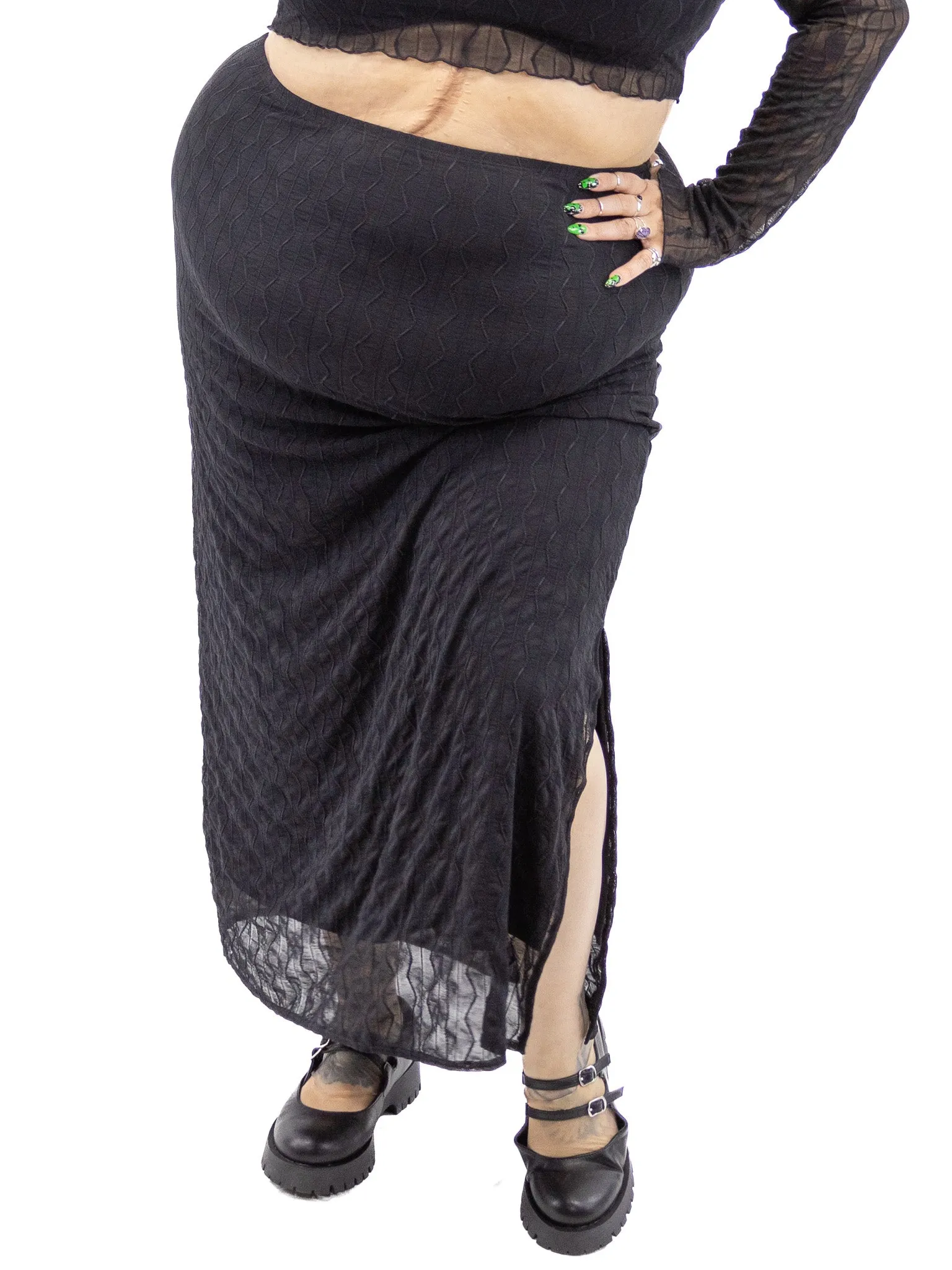 Abra Textured Mesh Skirt
