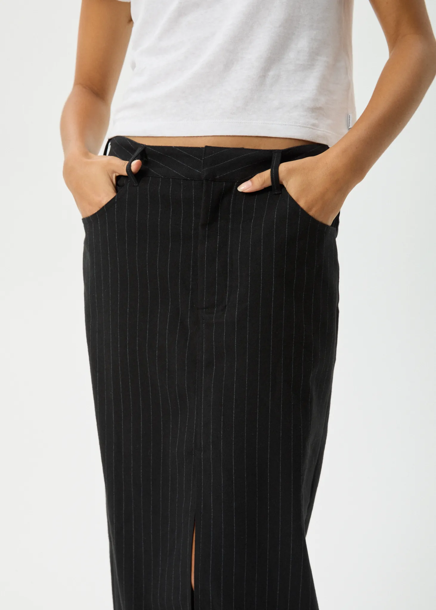 AFENDS Womens Business - Split Maxi Skirt - Black