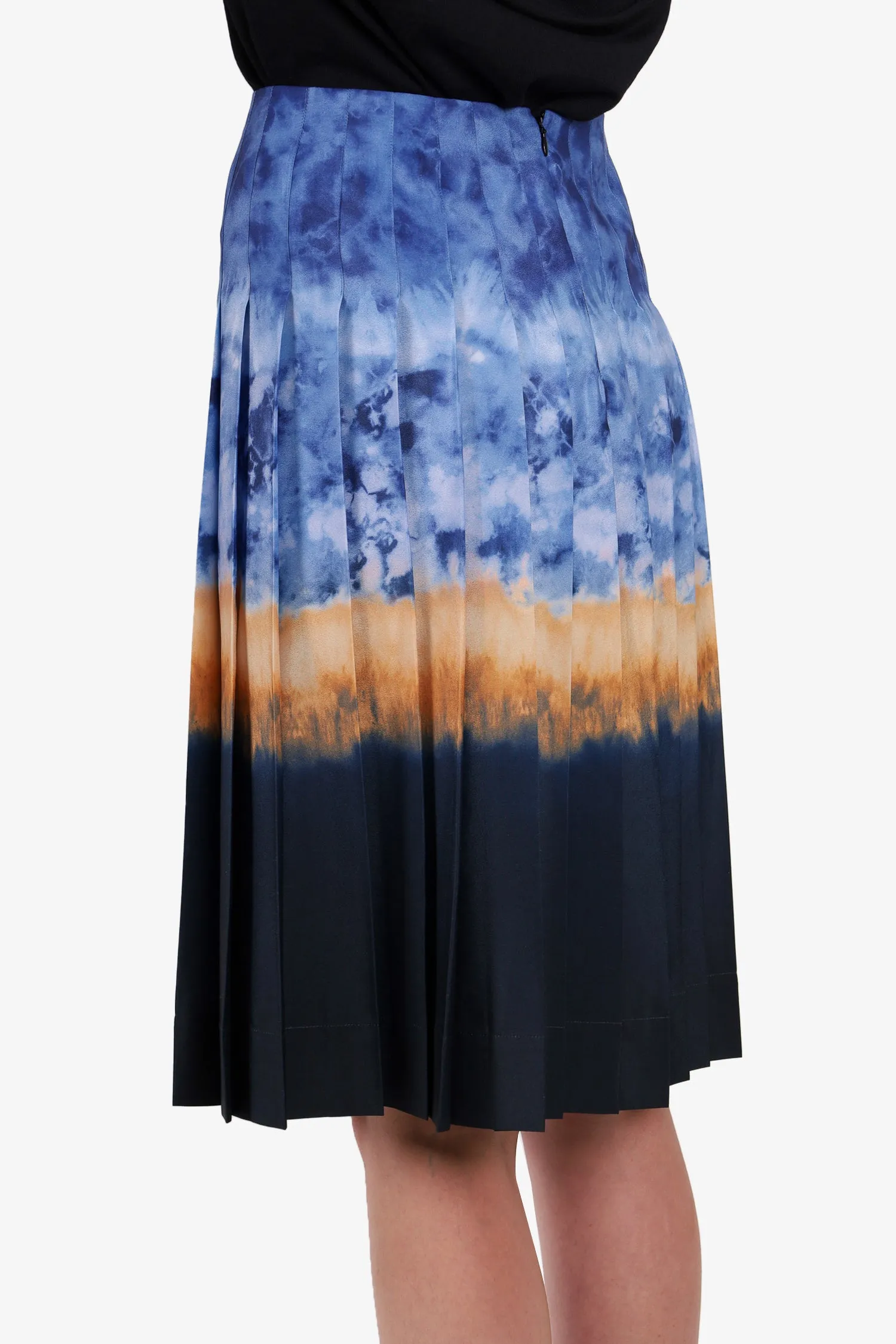 Altuzarra Tie-Dyed Blue/Orange/Black Pleated Skirt Size 34