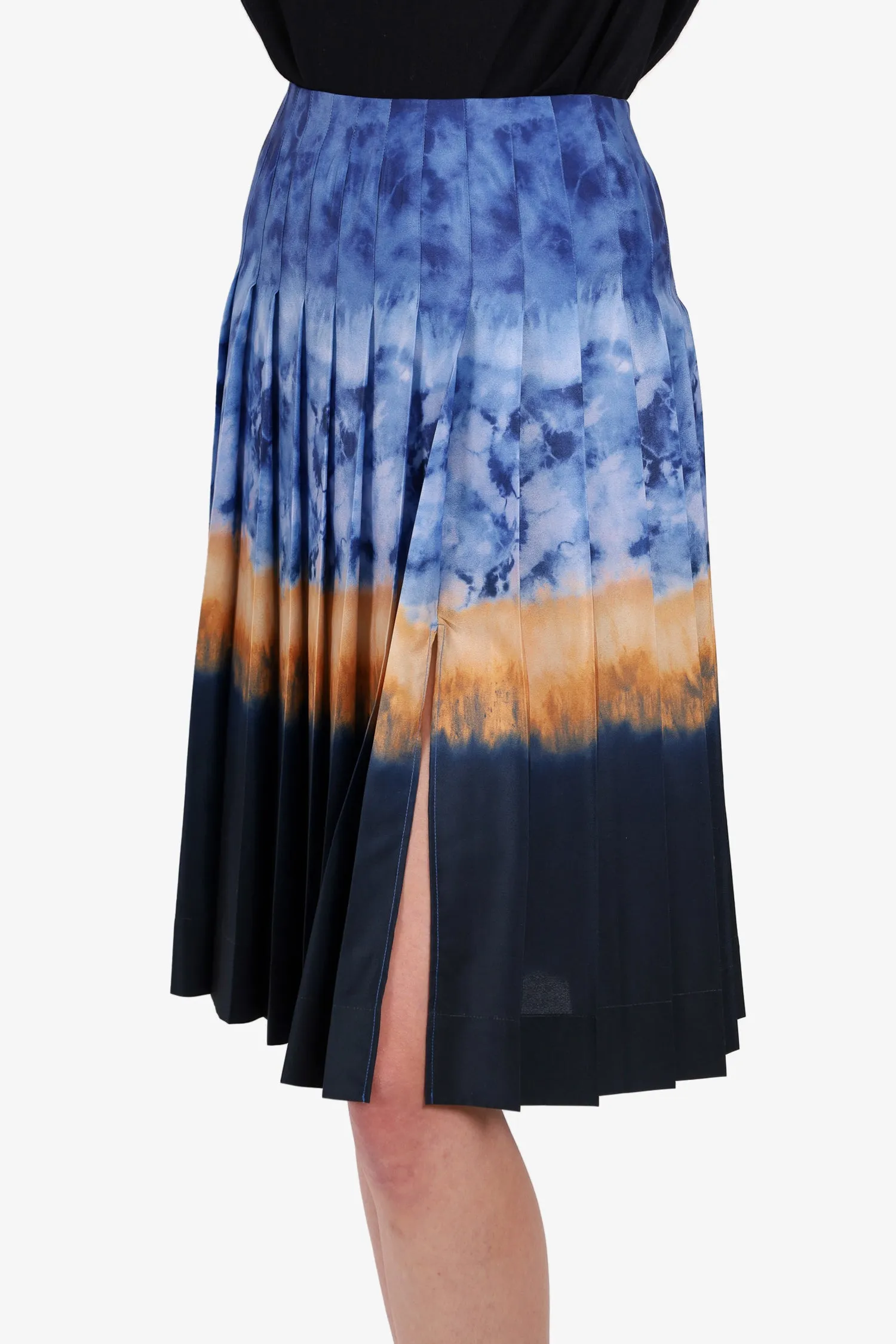 Altuzarra Tie-Dyed Blue/Orange/Black Pleated Skirt Size 34