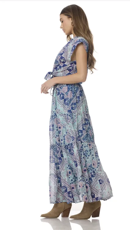 Audrey Printed Maxi Skirt Blue