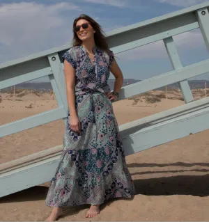 Audrey Printed Maxi Skirt Blue