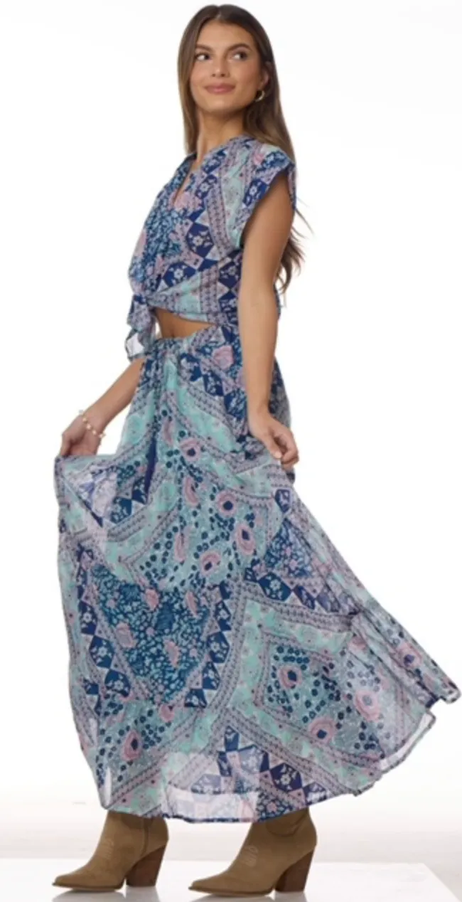 Audrey Printed Maxi Skirt Blue