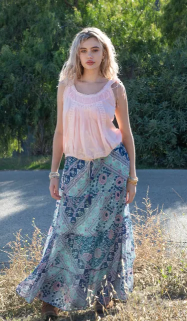 Audrey Printed Maxi Skirt Blue