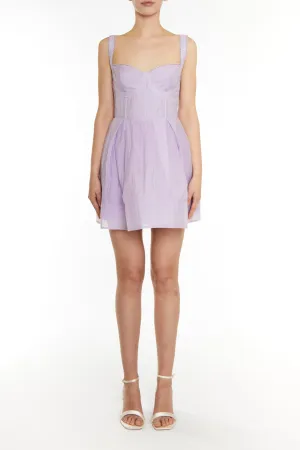 Billie Lilac Pleated Puff Skirt Corset Mini Dress