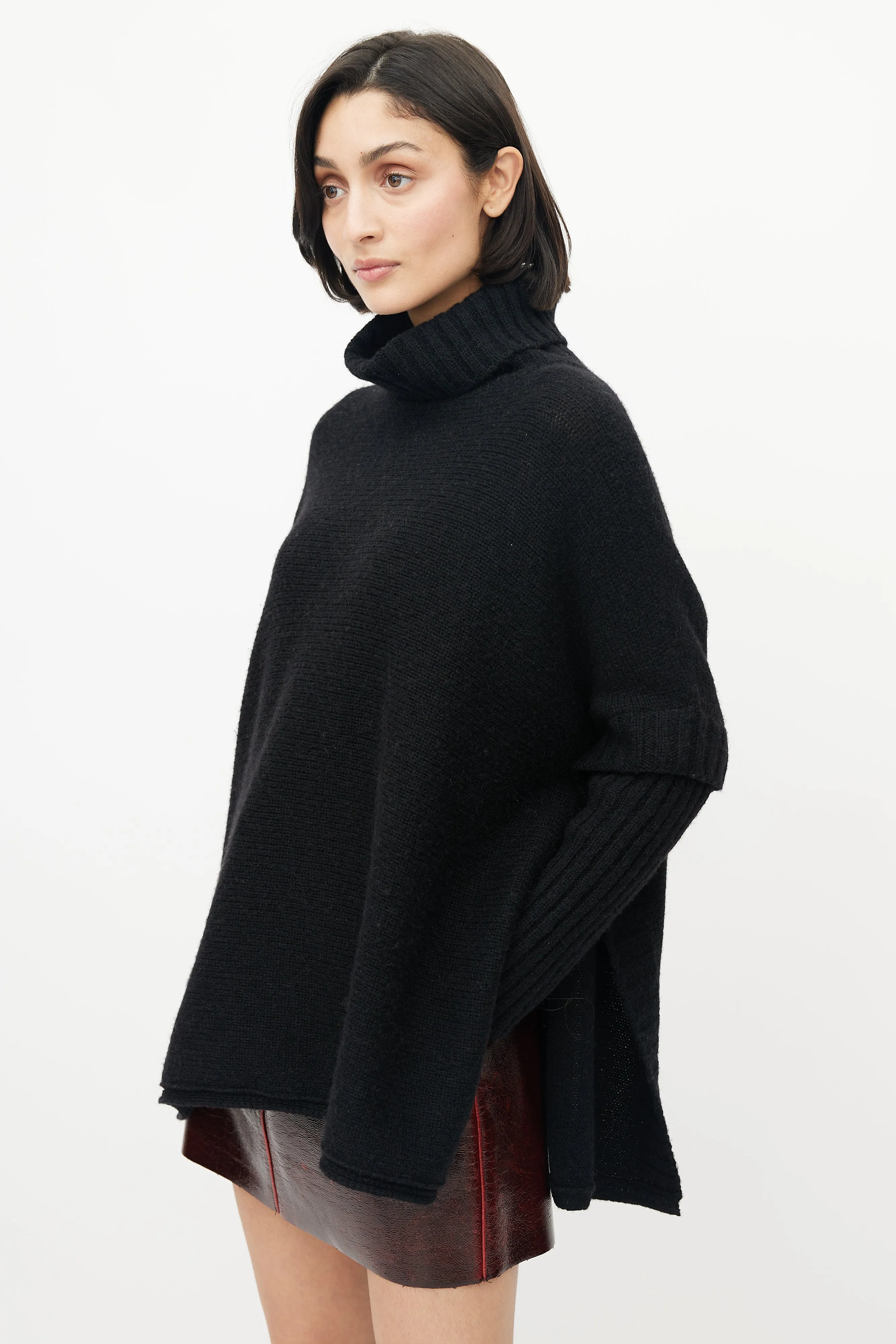Black Knit Turtleneck Sweater