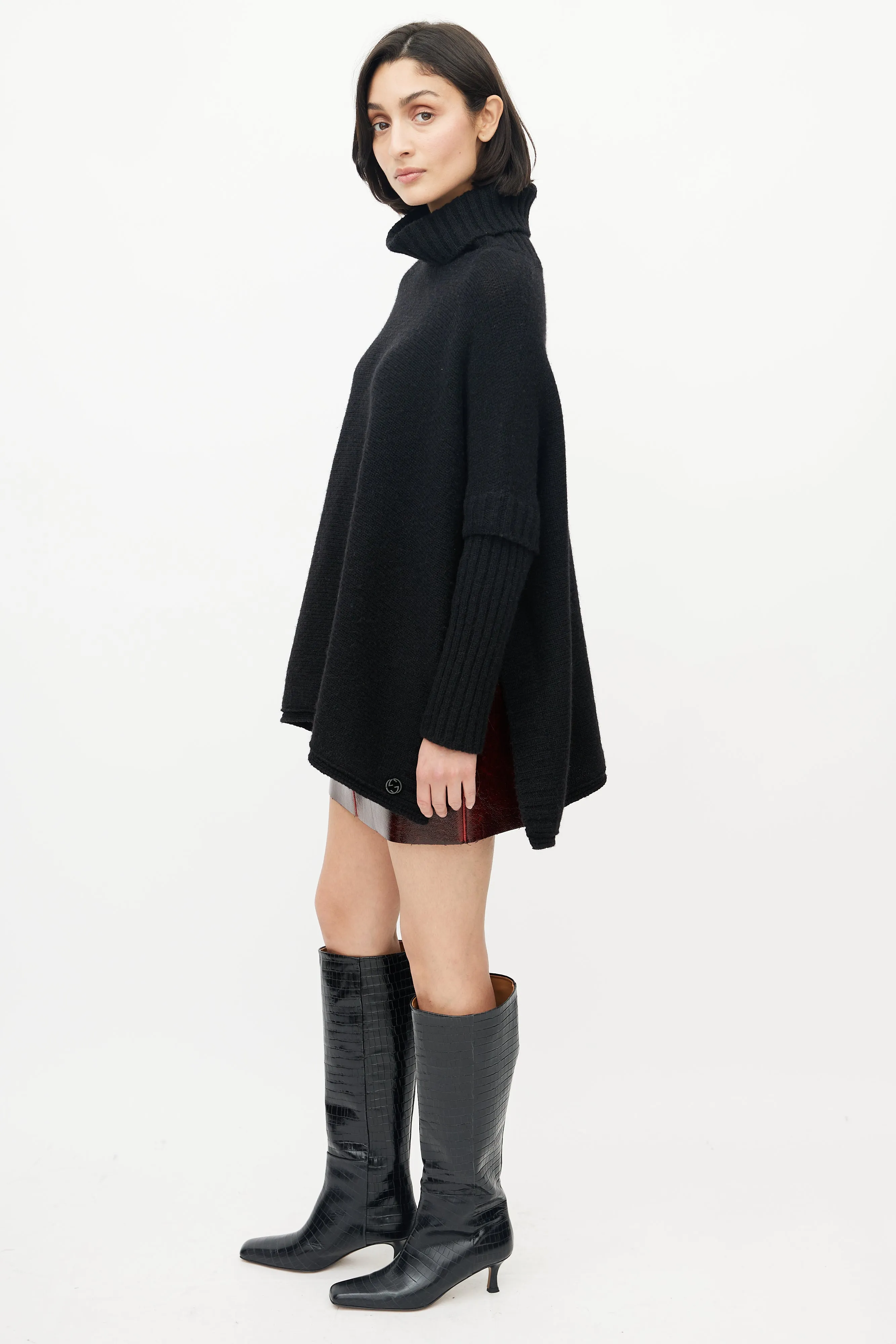Black Knit Turtleneck Sweater