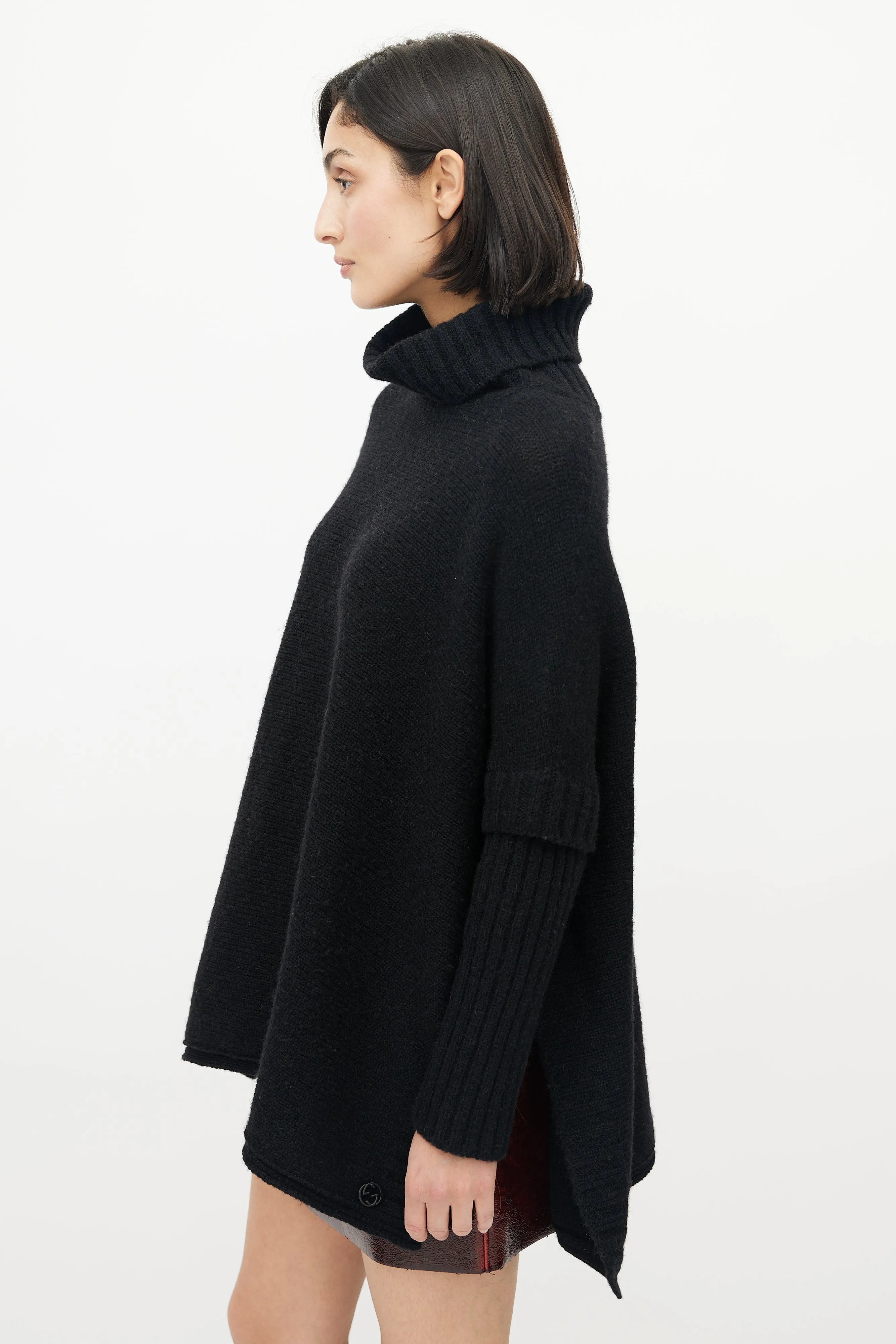 Black Knit Turtleneck Sweater