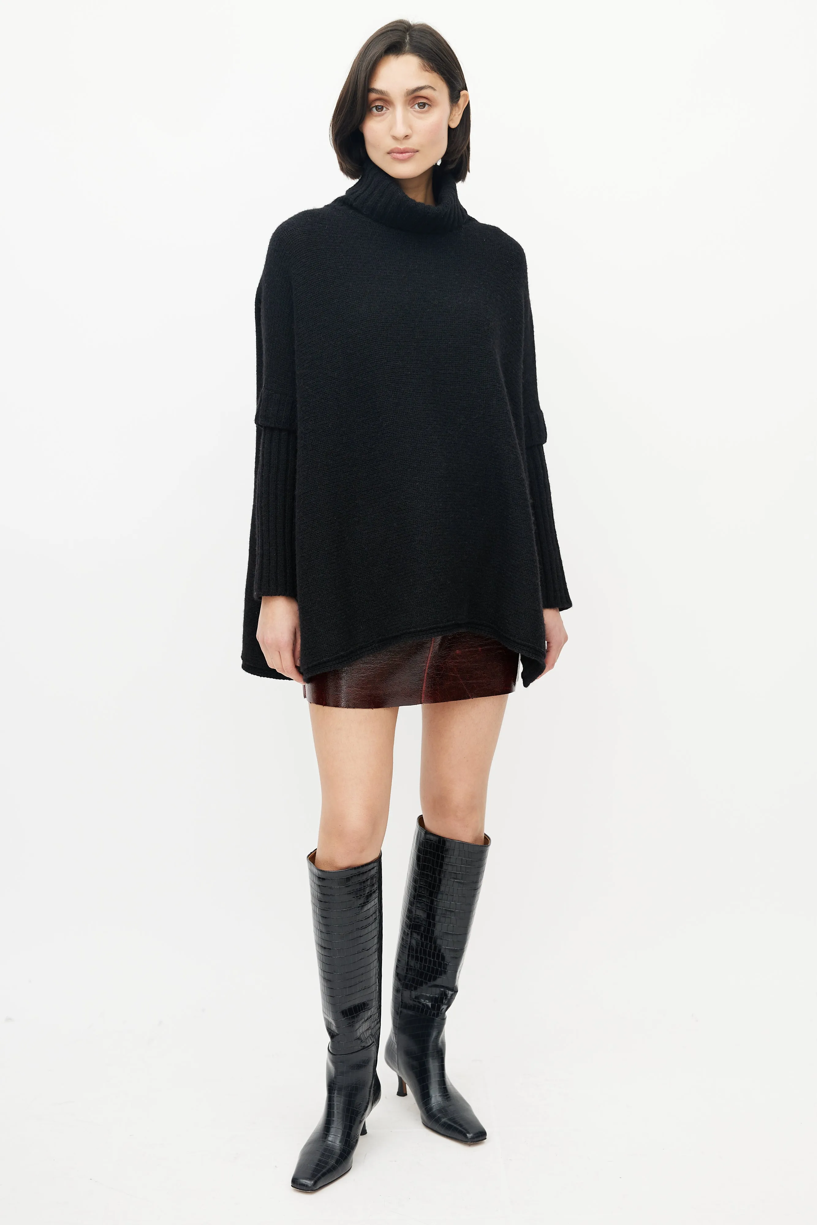 Black Knit Turtleneck Sweater