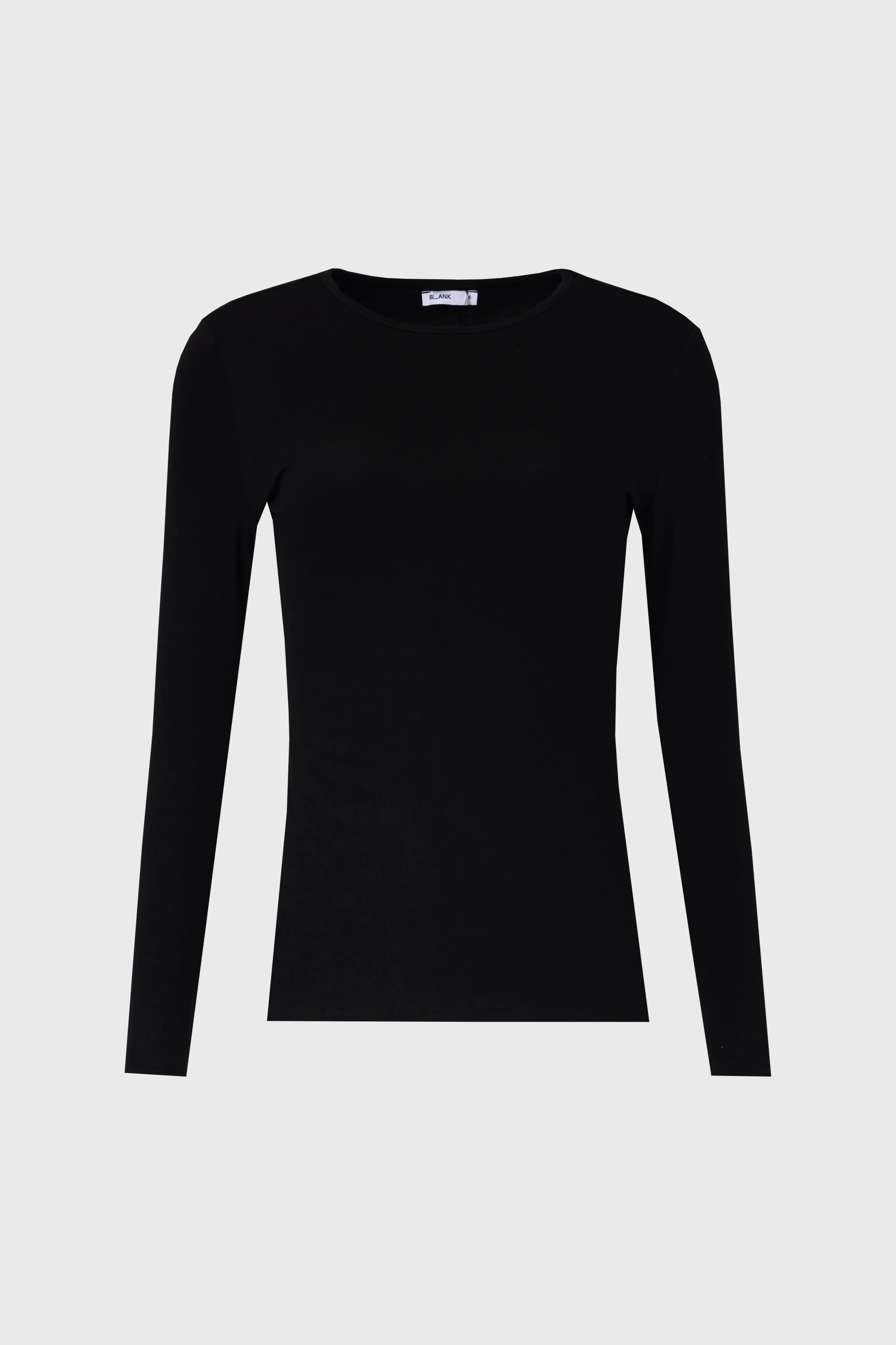 Black Solid Long Sleeve Round Neck T-Shirt