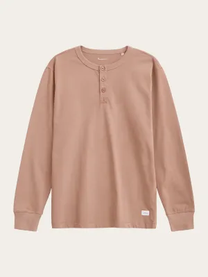 BO long sleeve henley - Regenerative Organic Certified™ - GOTS/Vegan - Chocolate Malt
