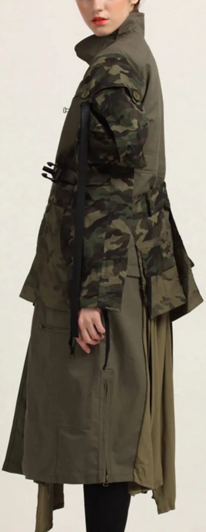 Camouflage Patch Parka Jacket-Coat