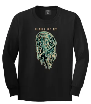 Grim Reaper Tattoo Skull Long Sleeve T-Shirt