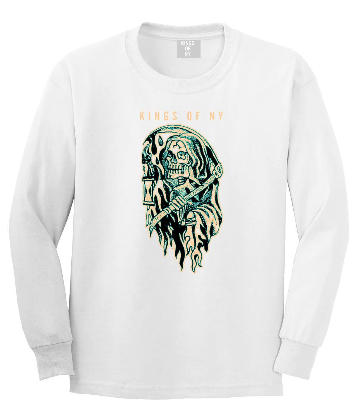 Grim Reaper Tattoo Skull Long Sleeve T-Shirt