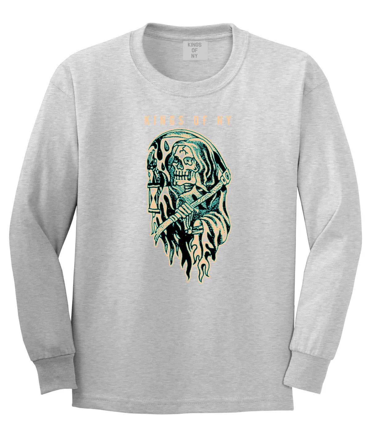 Grim Reaper Tattoo Skull Long Sleeve T-Shirt