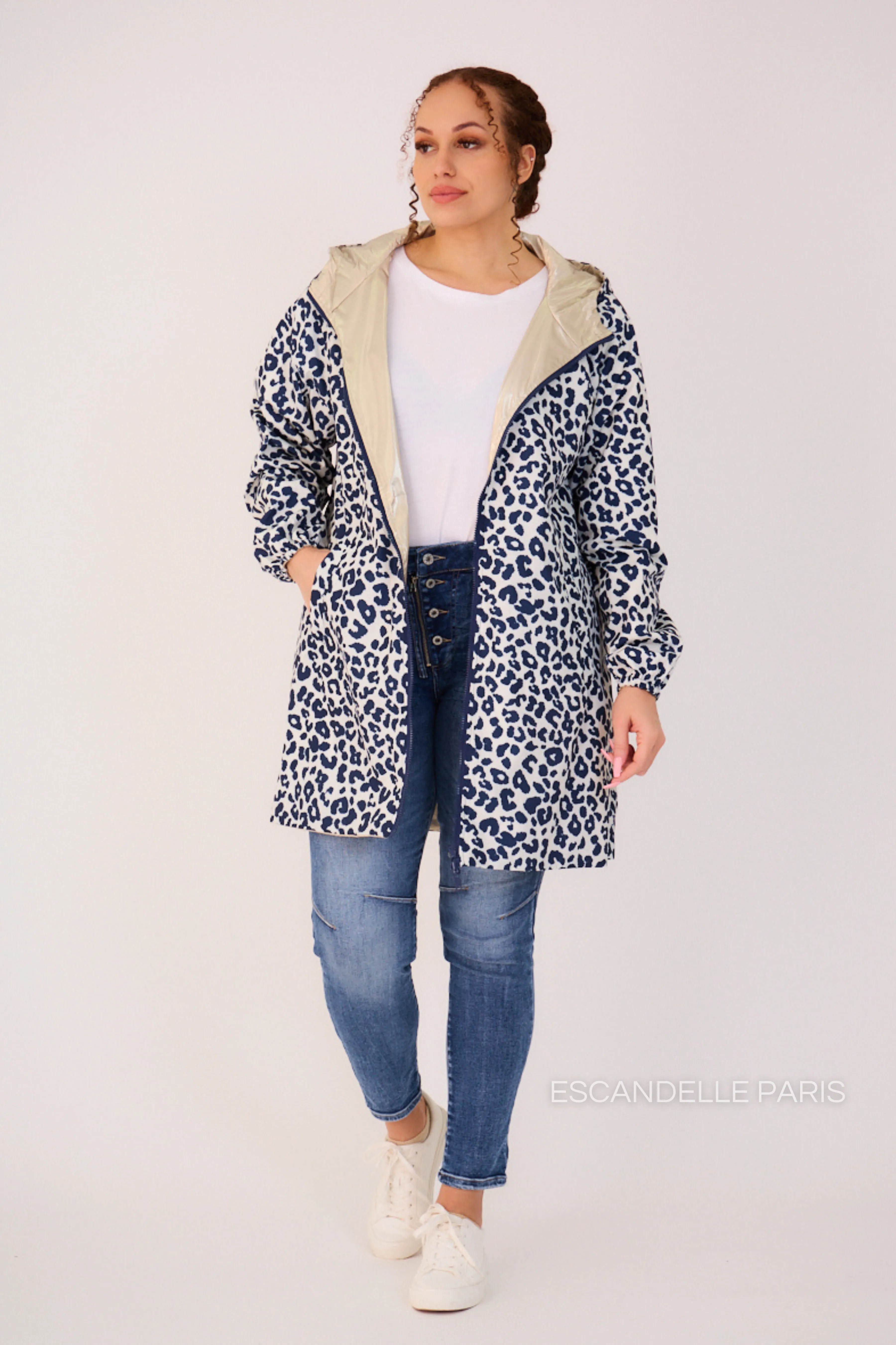 JORDIE - Parka imperméable réversible motifs léopard