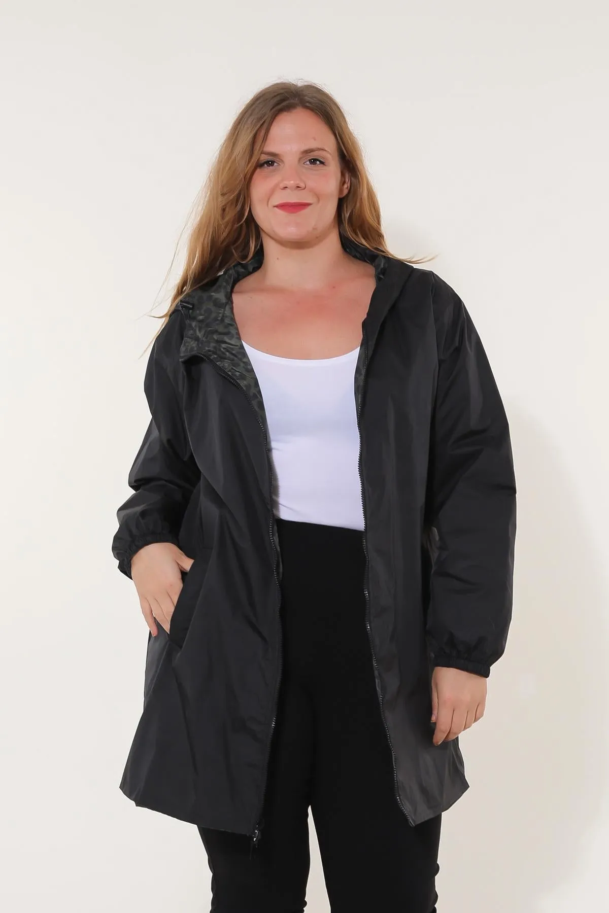 JORDIE - Parka imperméable réversible motifs léopard