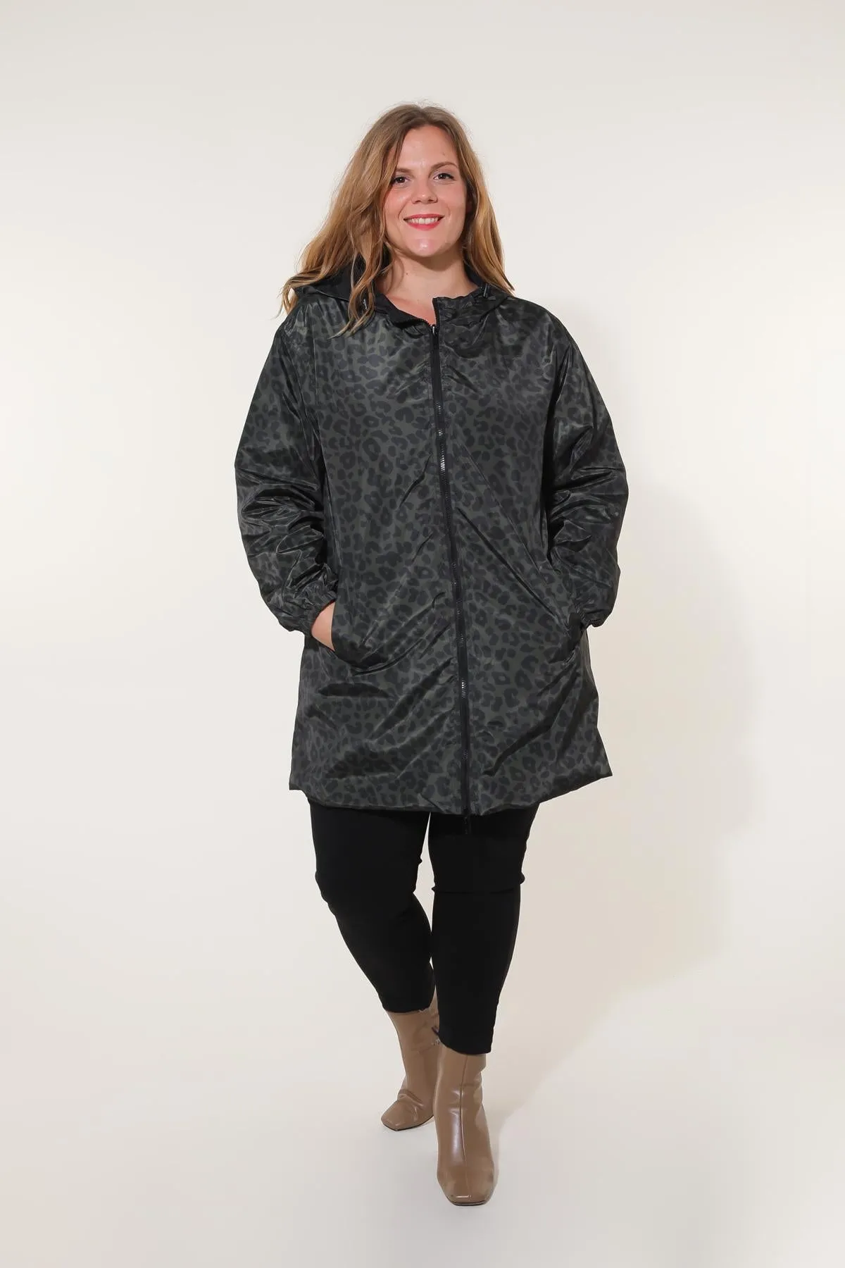 JORDIE - Parka imperméable réversible motifs léopard