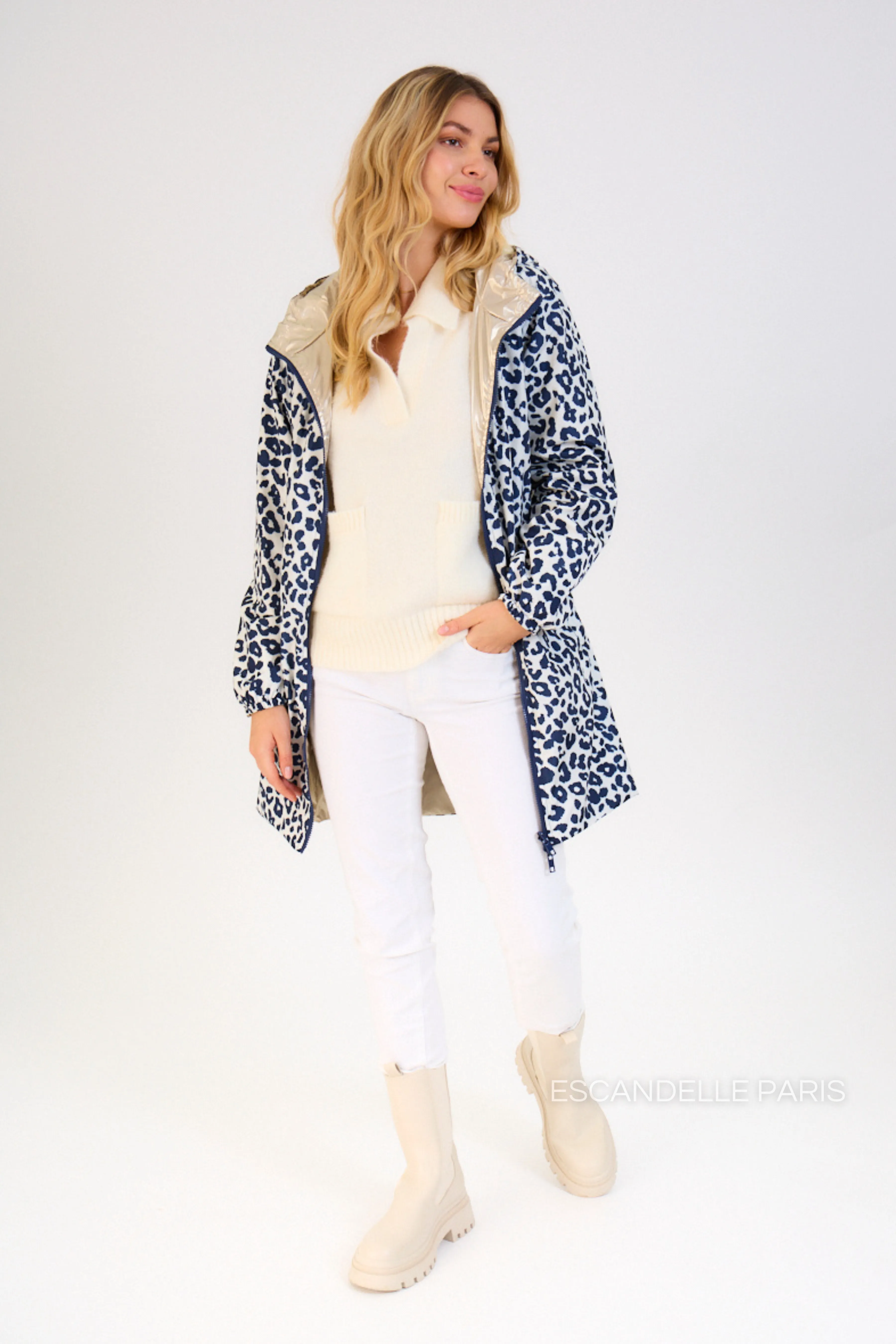 JORDIE - Parka imperméable réversible motifs léopard