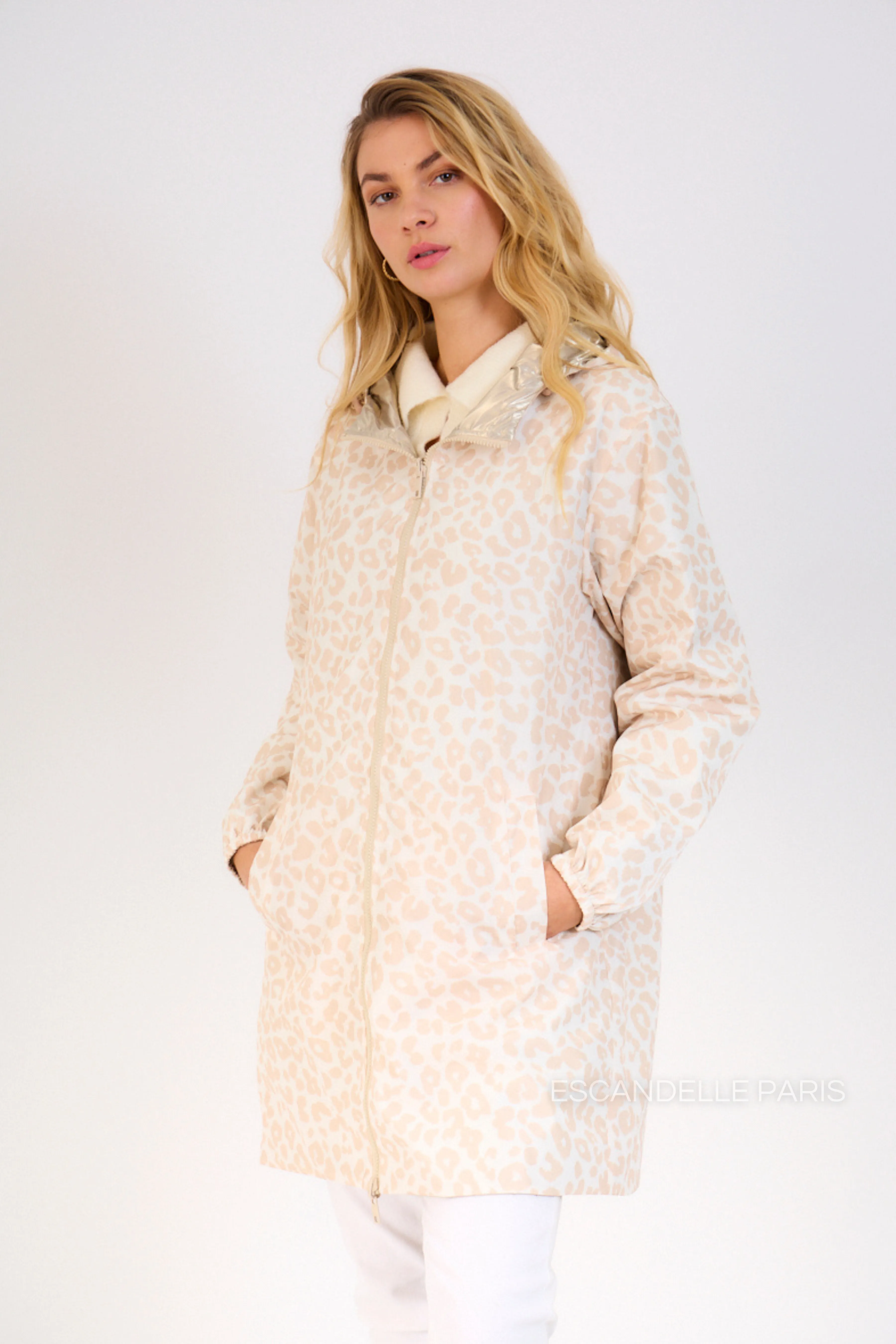 JORDIE - Parka imperméable réversible motifs léopard
