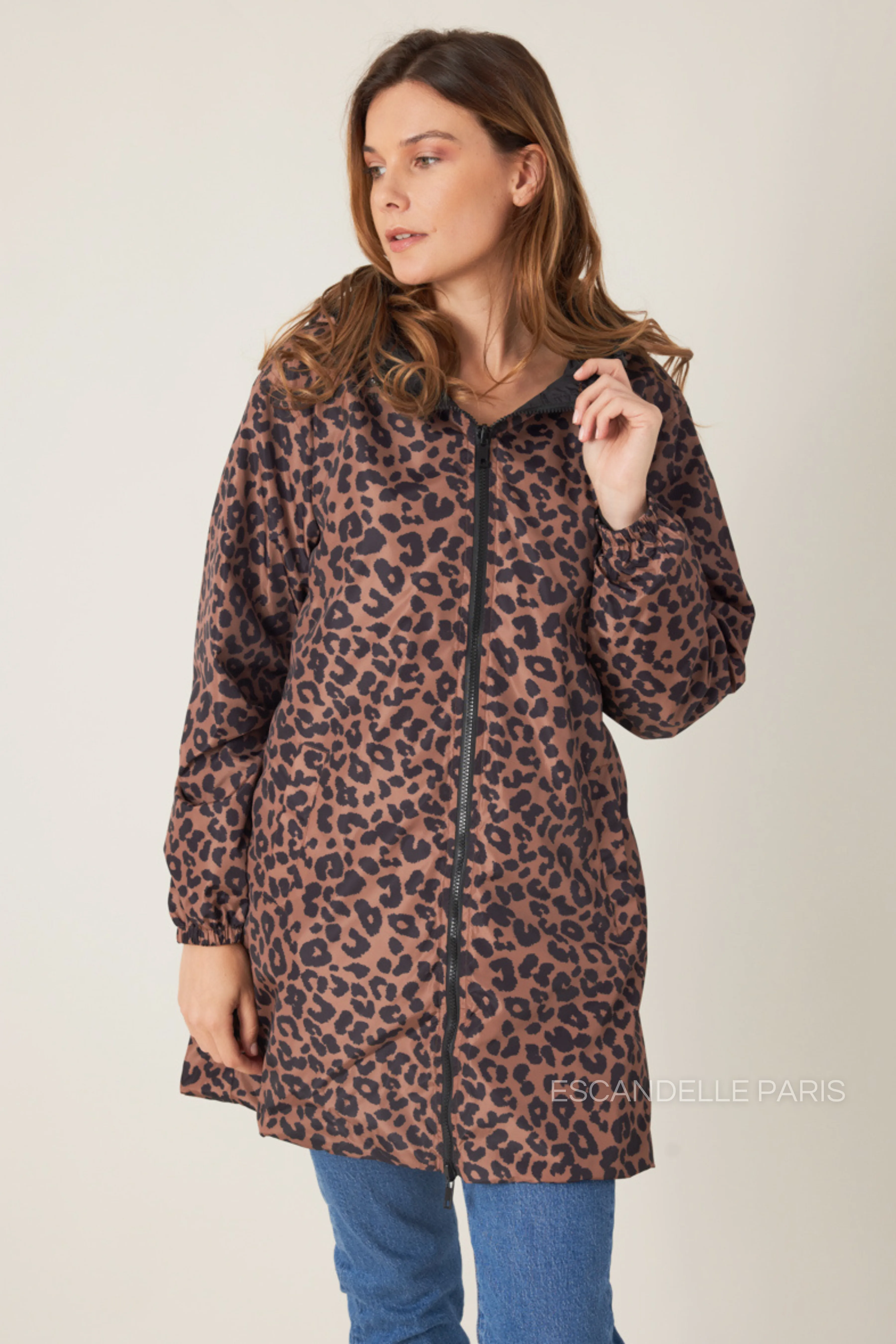 JORDIE - Parka imperméable réversible motifs léopard