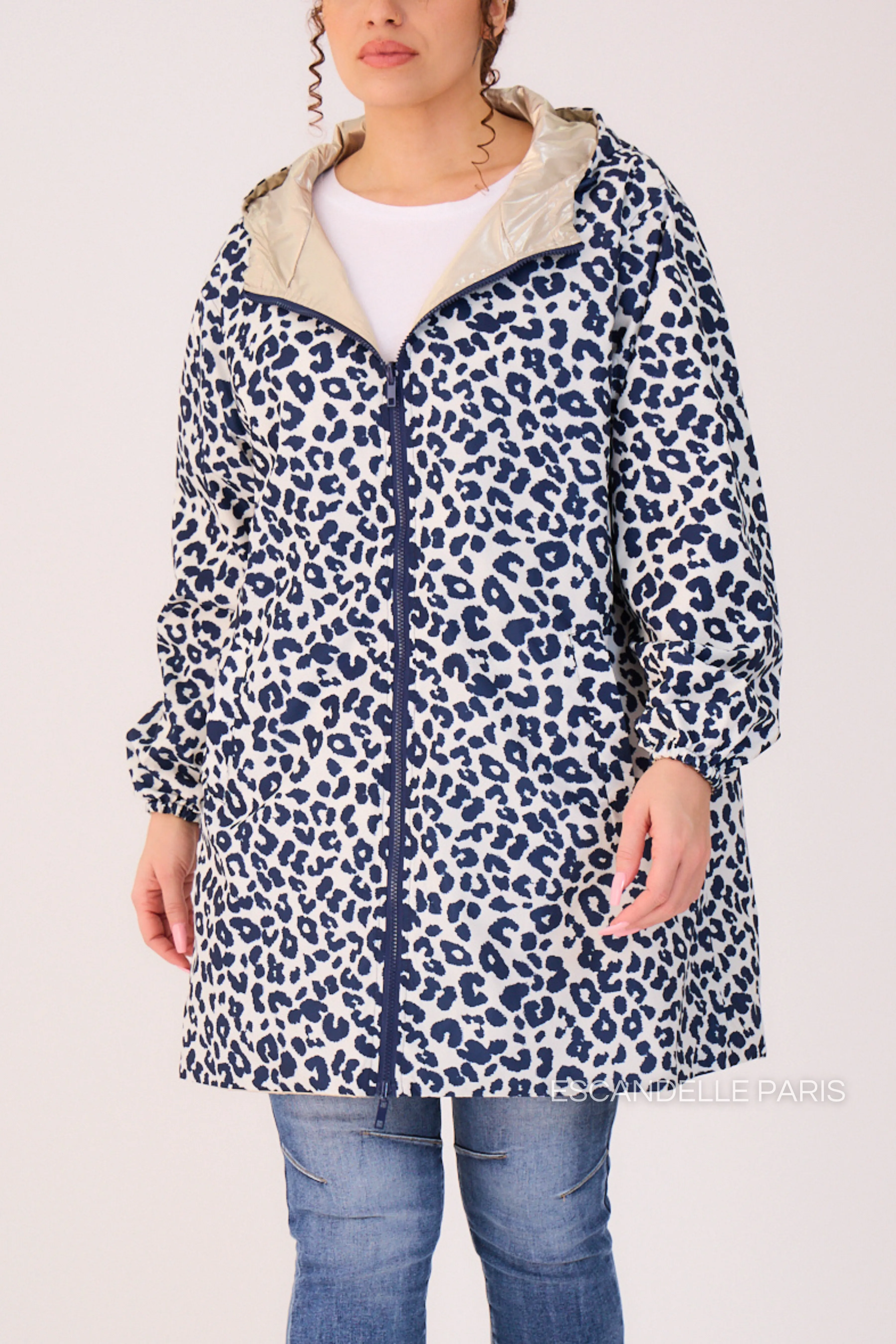 JORDIE - Parka imperméable réversible motifs léopard