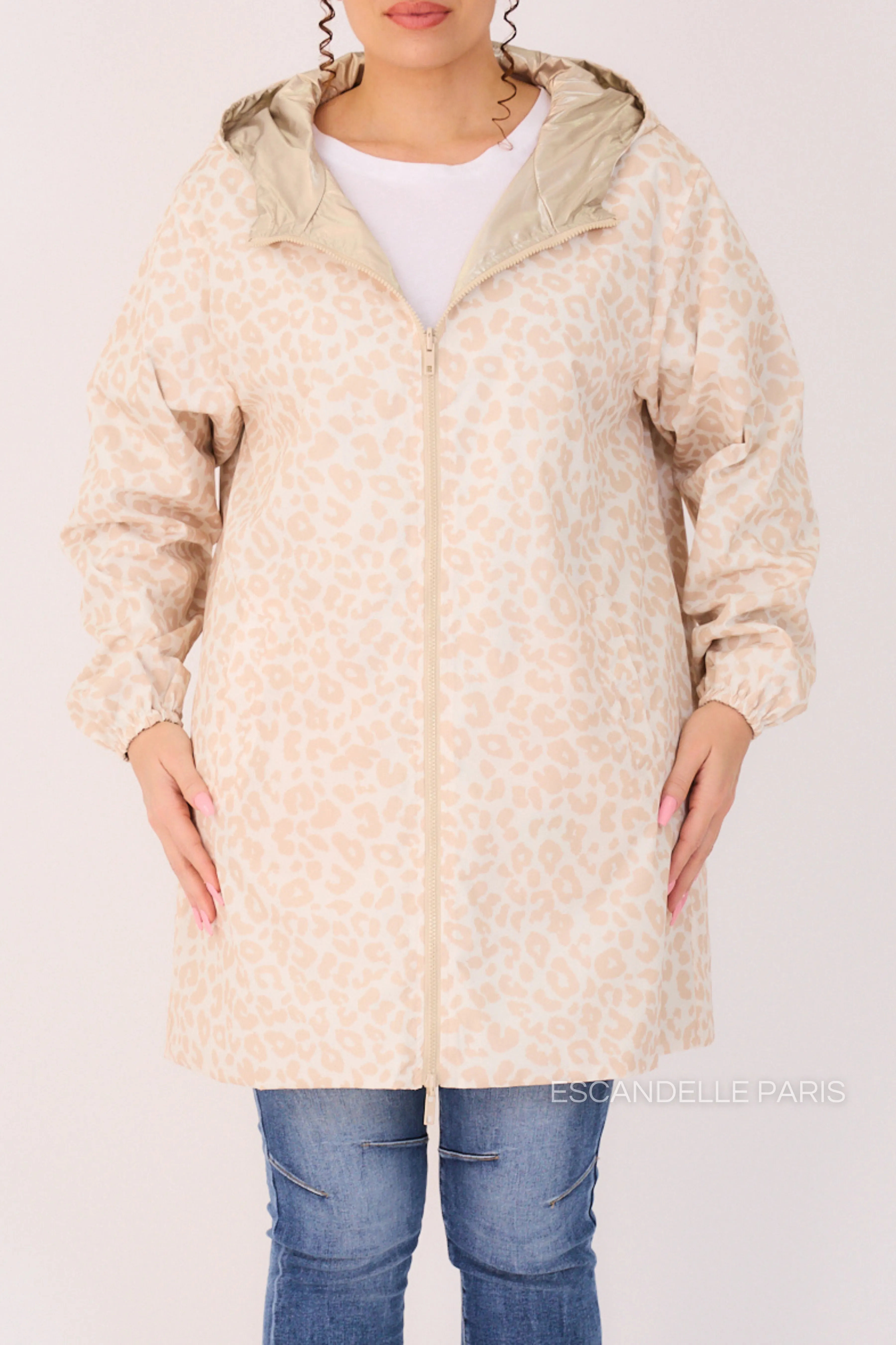JORDIE - Parka imperméable réversible motifs léopard
