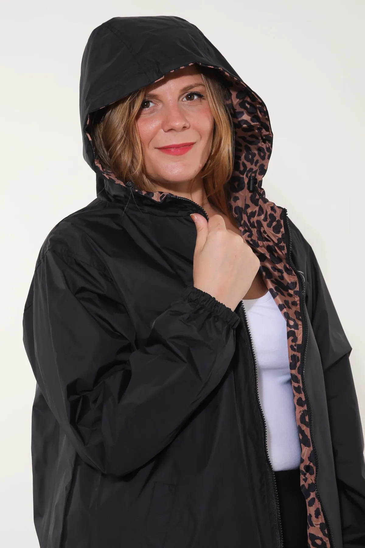 JORDIE - Parka imperméable réversible motifs léopard