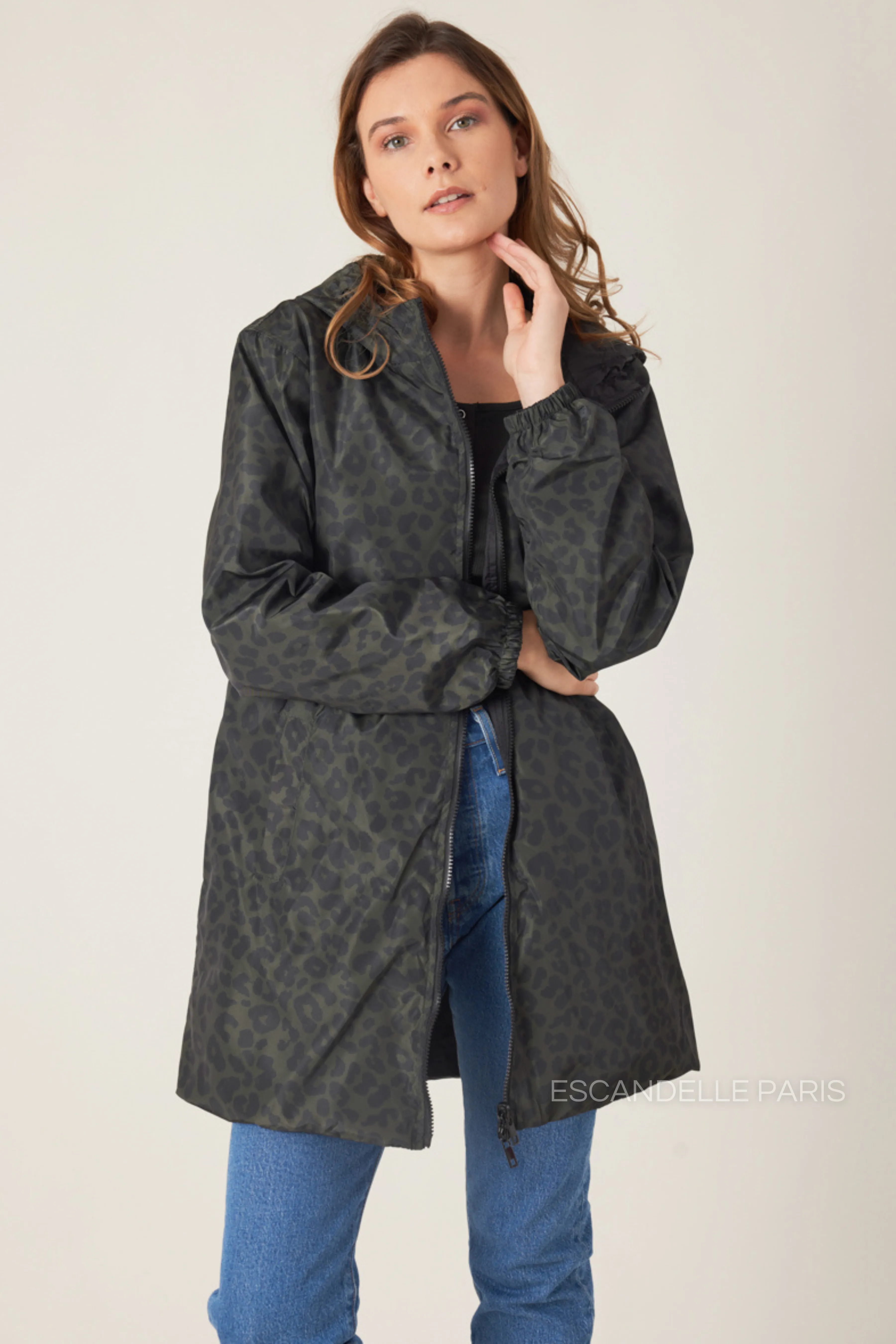 JORDIE - Parka imperméable réversible motifs léopard