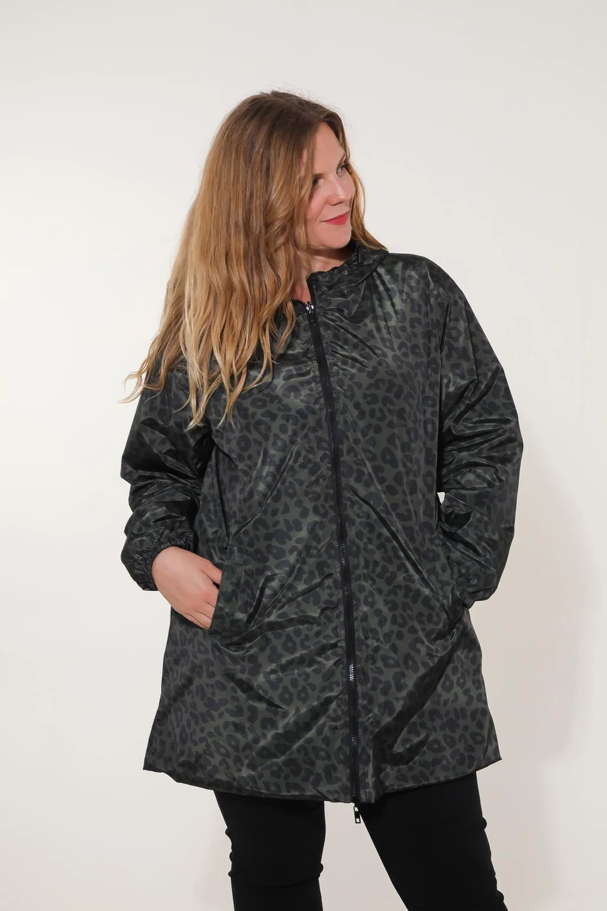 JORDIE - Parka imperméable réversible motifs léopard