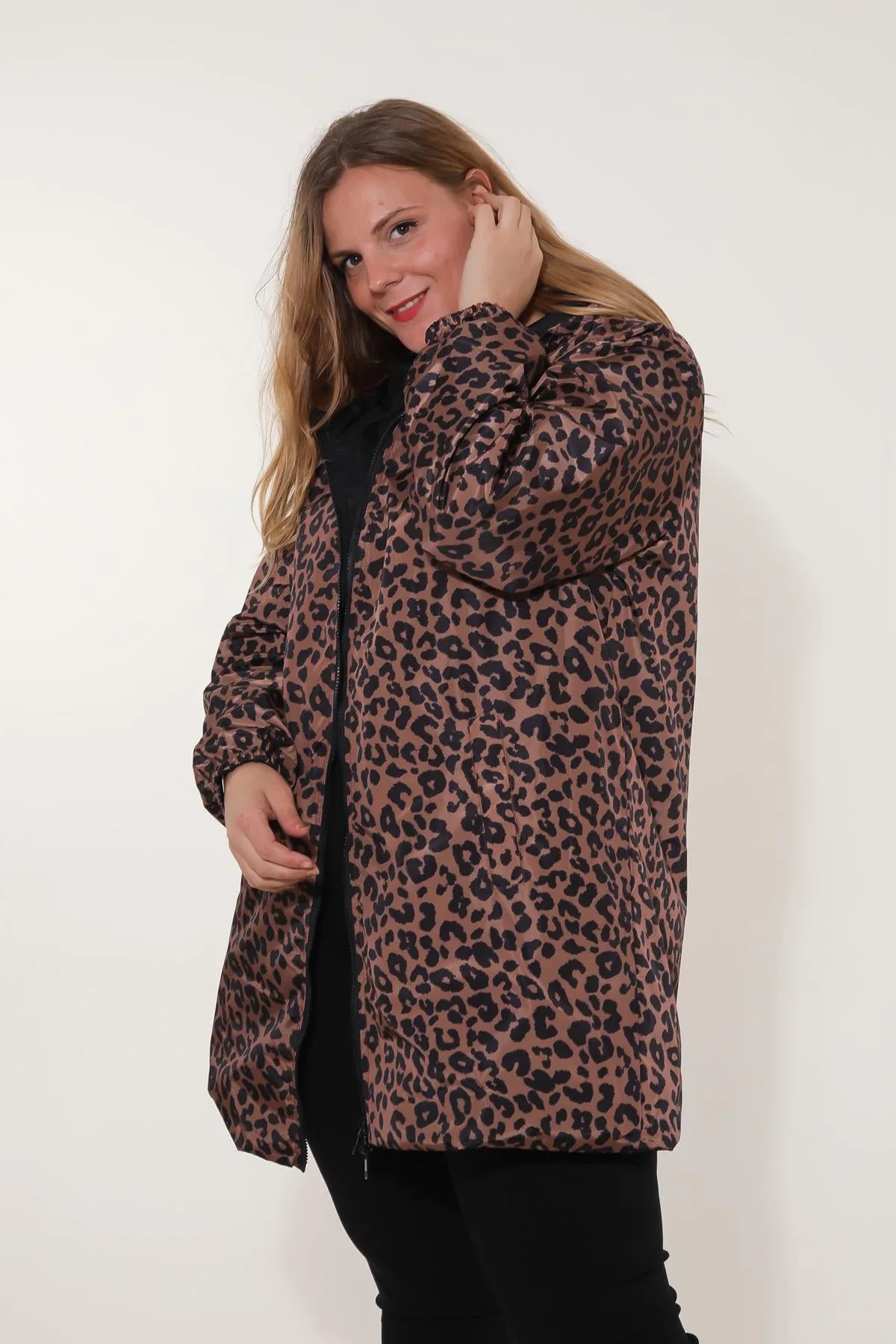 JORDIE - Parka imperméable réversible motifs léopard