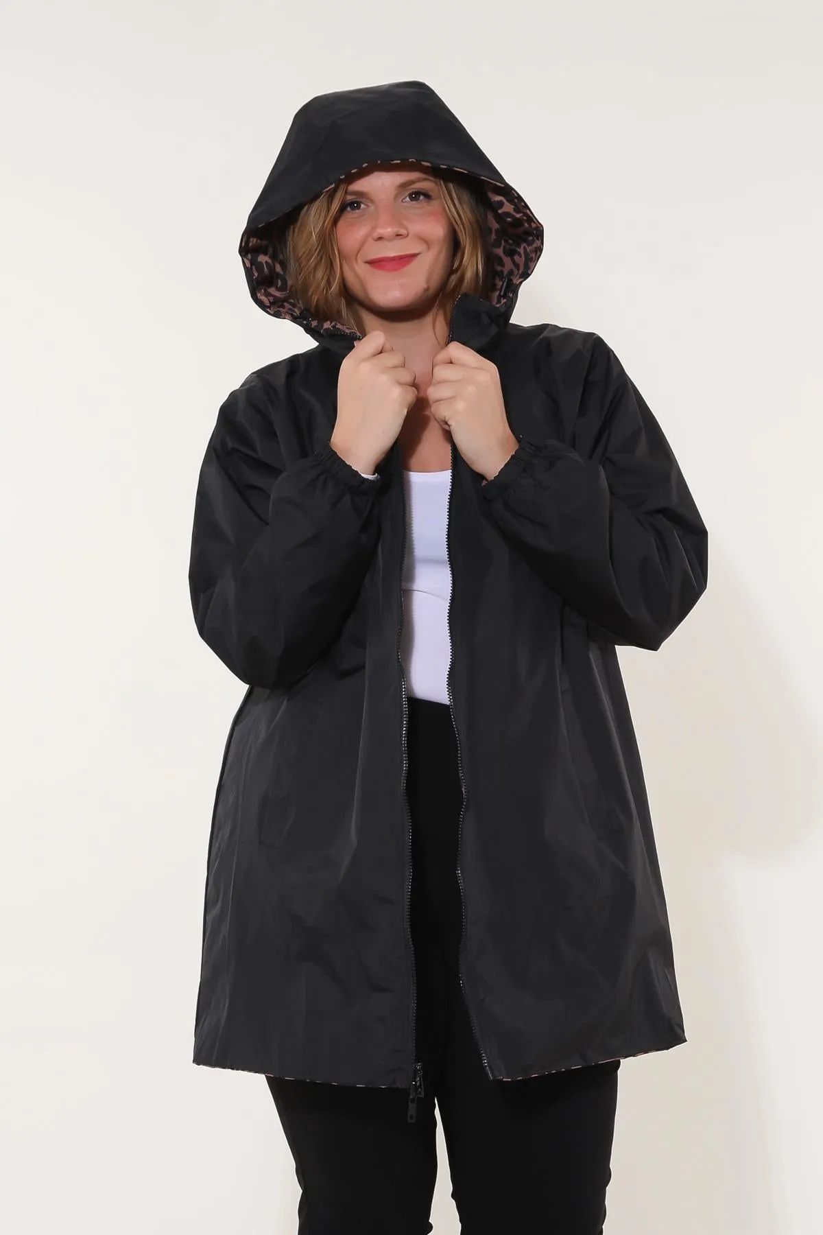 JORDIE - Parka imperméable réversible motifs léopard