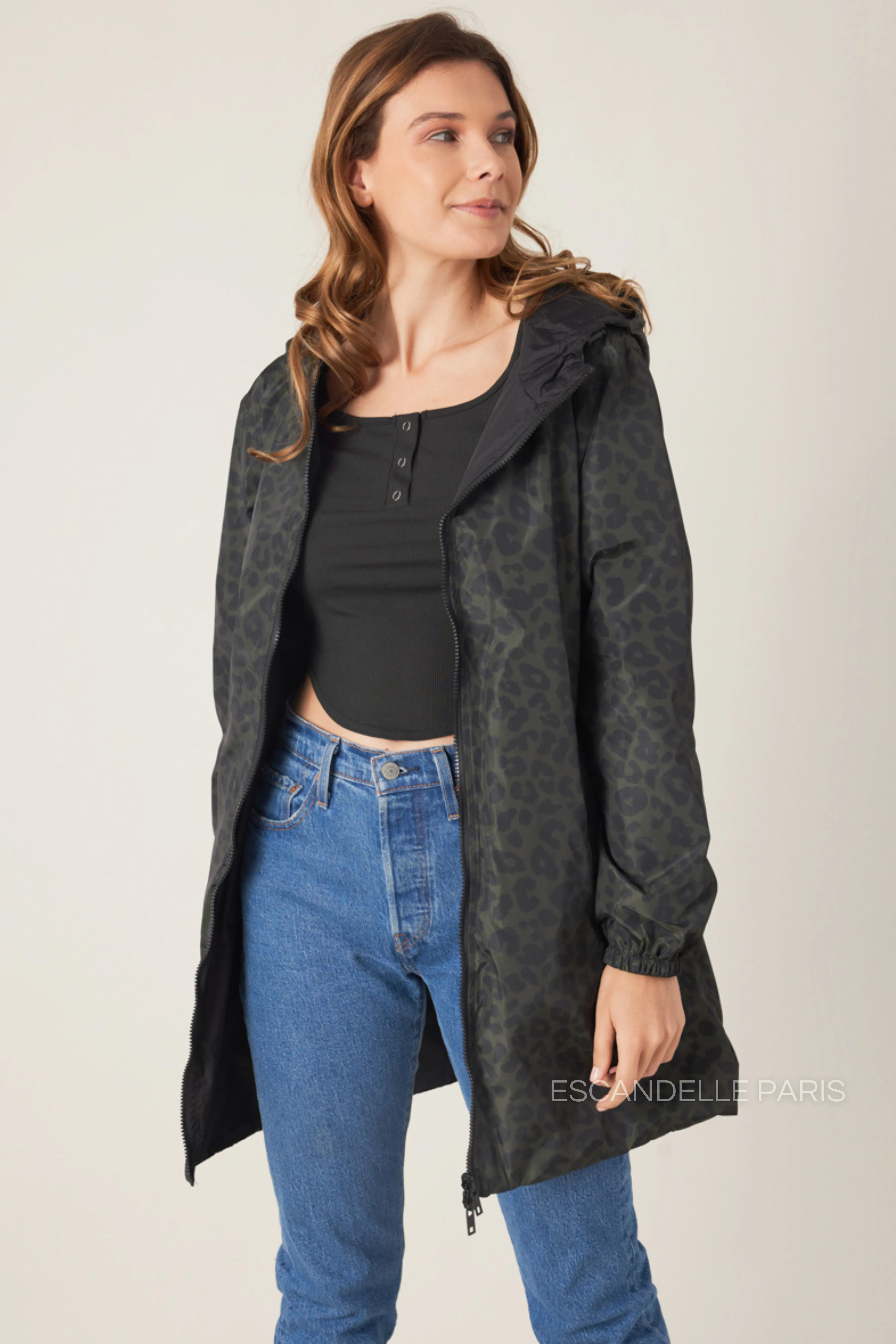 JORDIE - Parka imperméable réversible motifs léopard