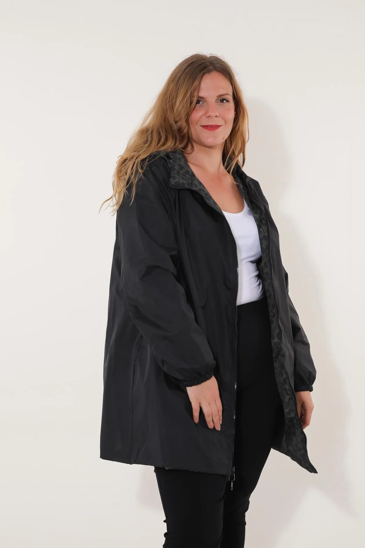 JORDIE - Parka imperméable réversible motifs léopard