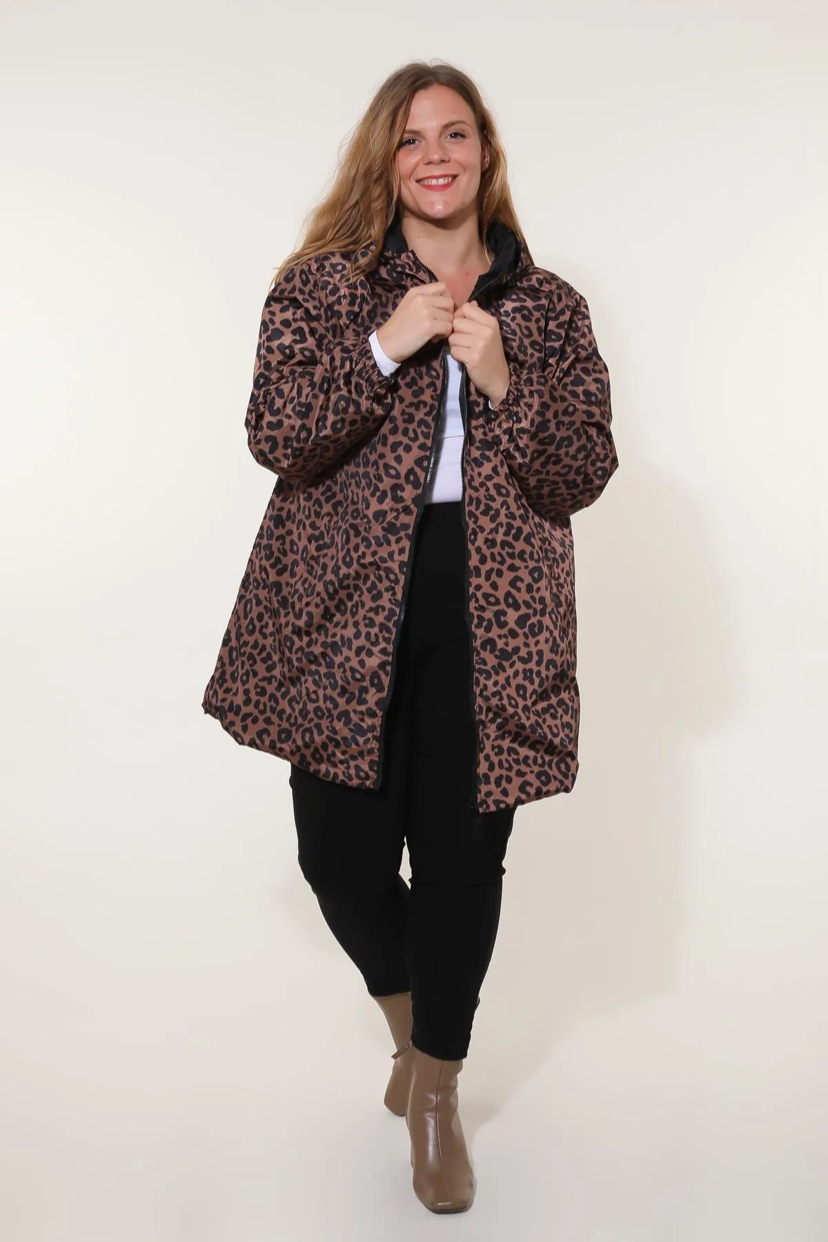 JORDIE - Parka imperméable réversible motifs léopard