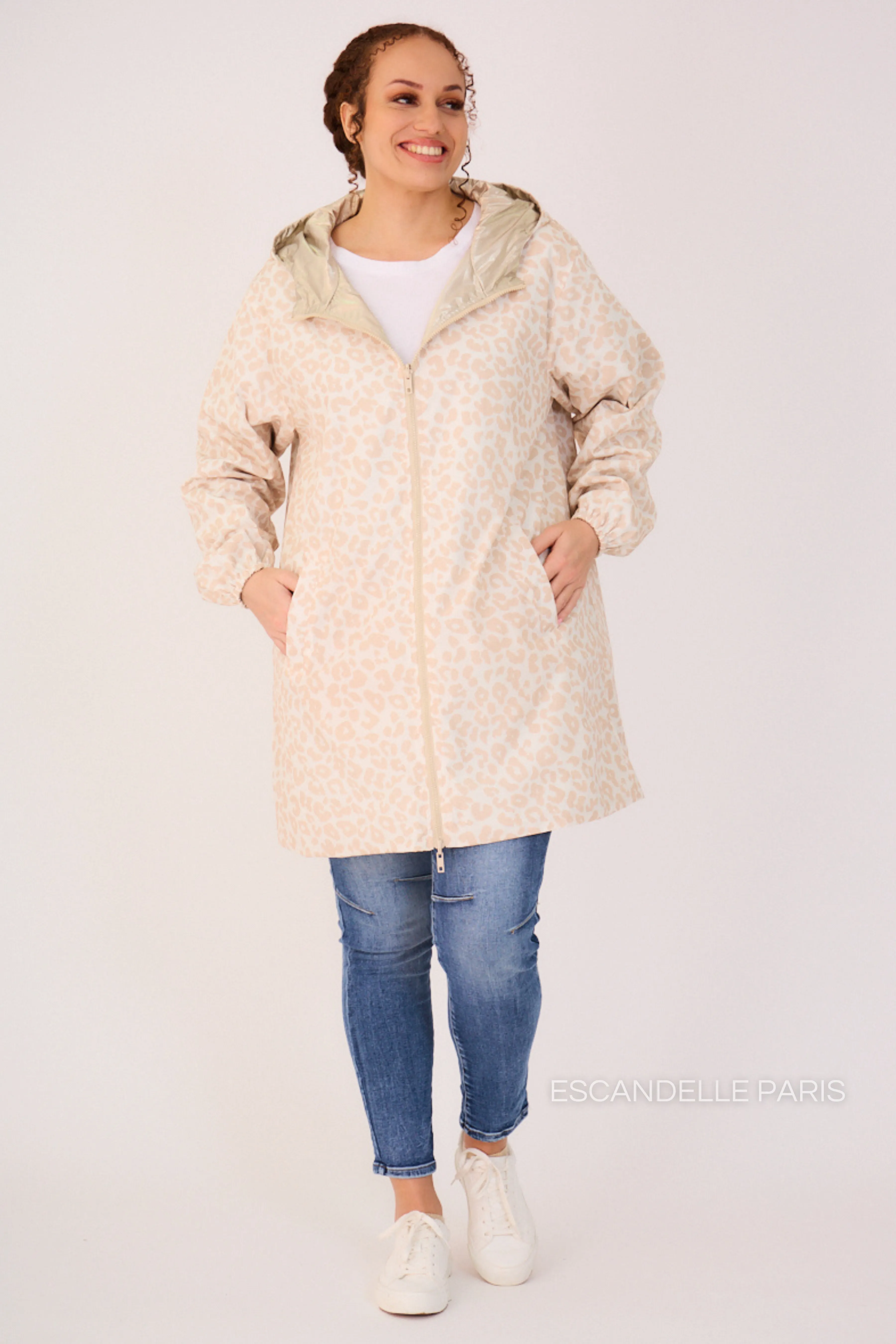 JORDIE - Parka imperméable réversible motifs léopard