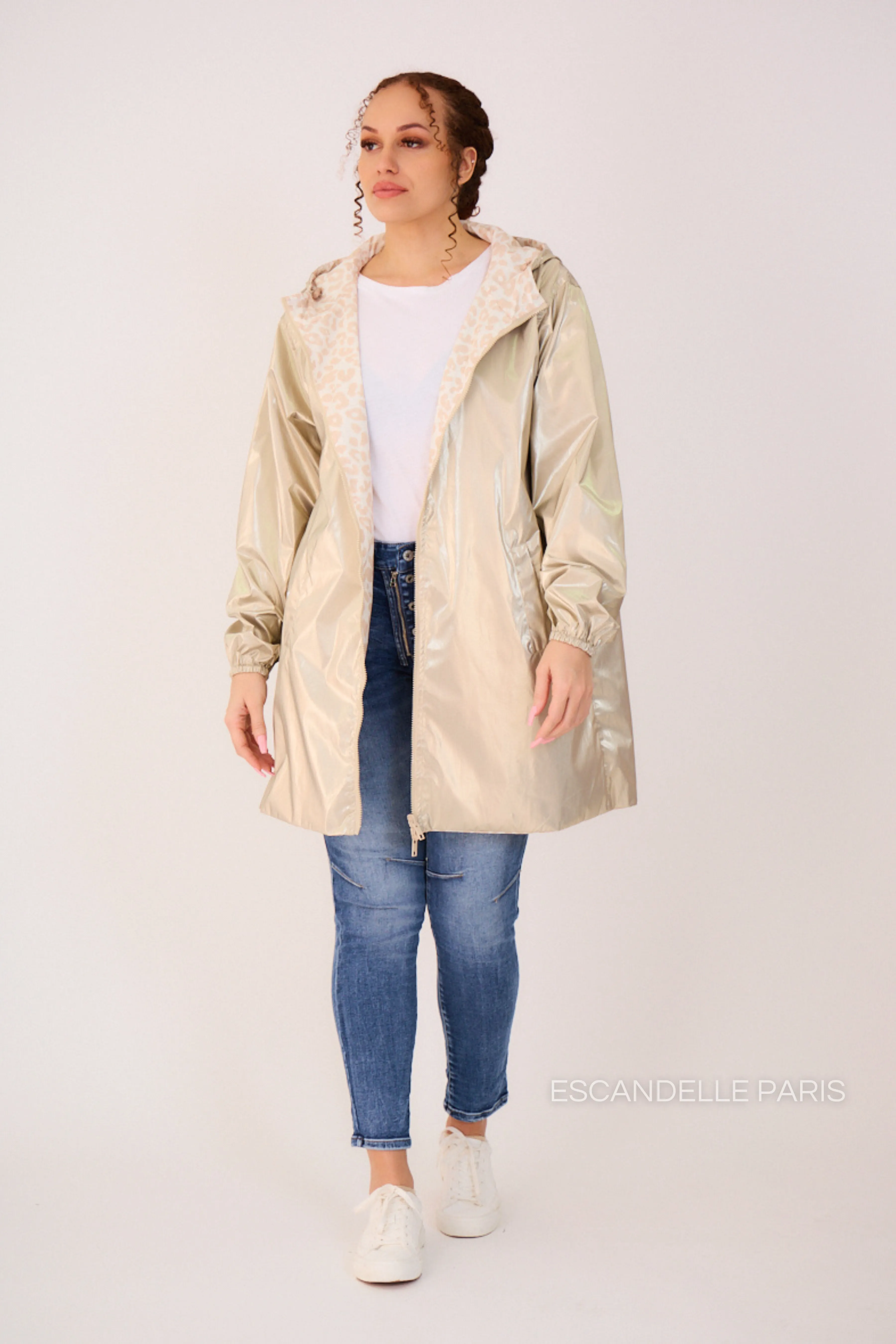 JORDIE - Parka imperméable réversible motifs léopard