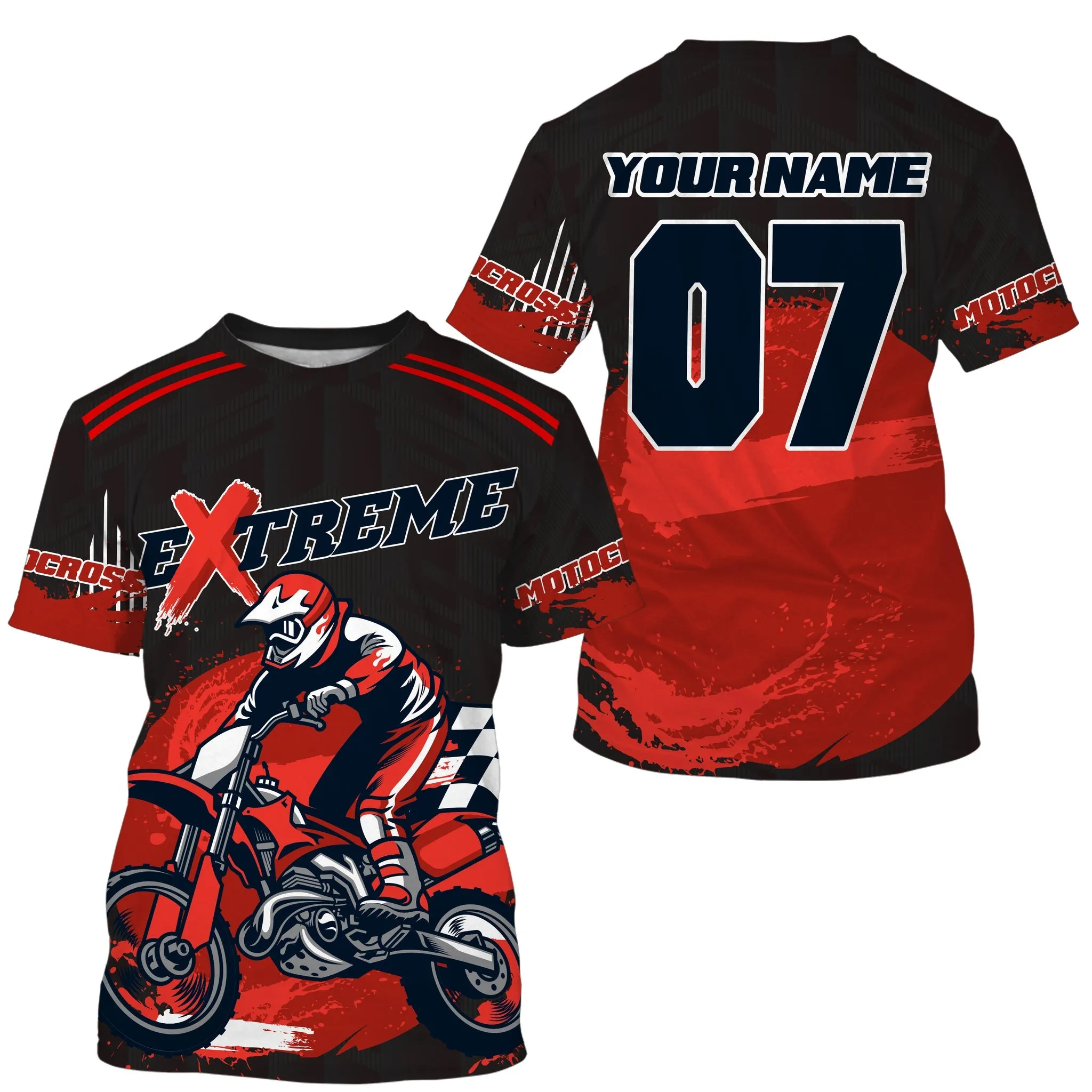 Personalized Red Motocross Riding 3D Long Sleeve Extreme MX Racing Dirt Bike Off Road Motorcycle 