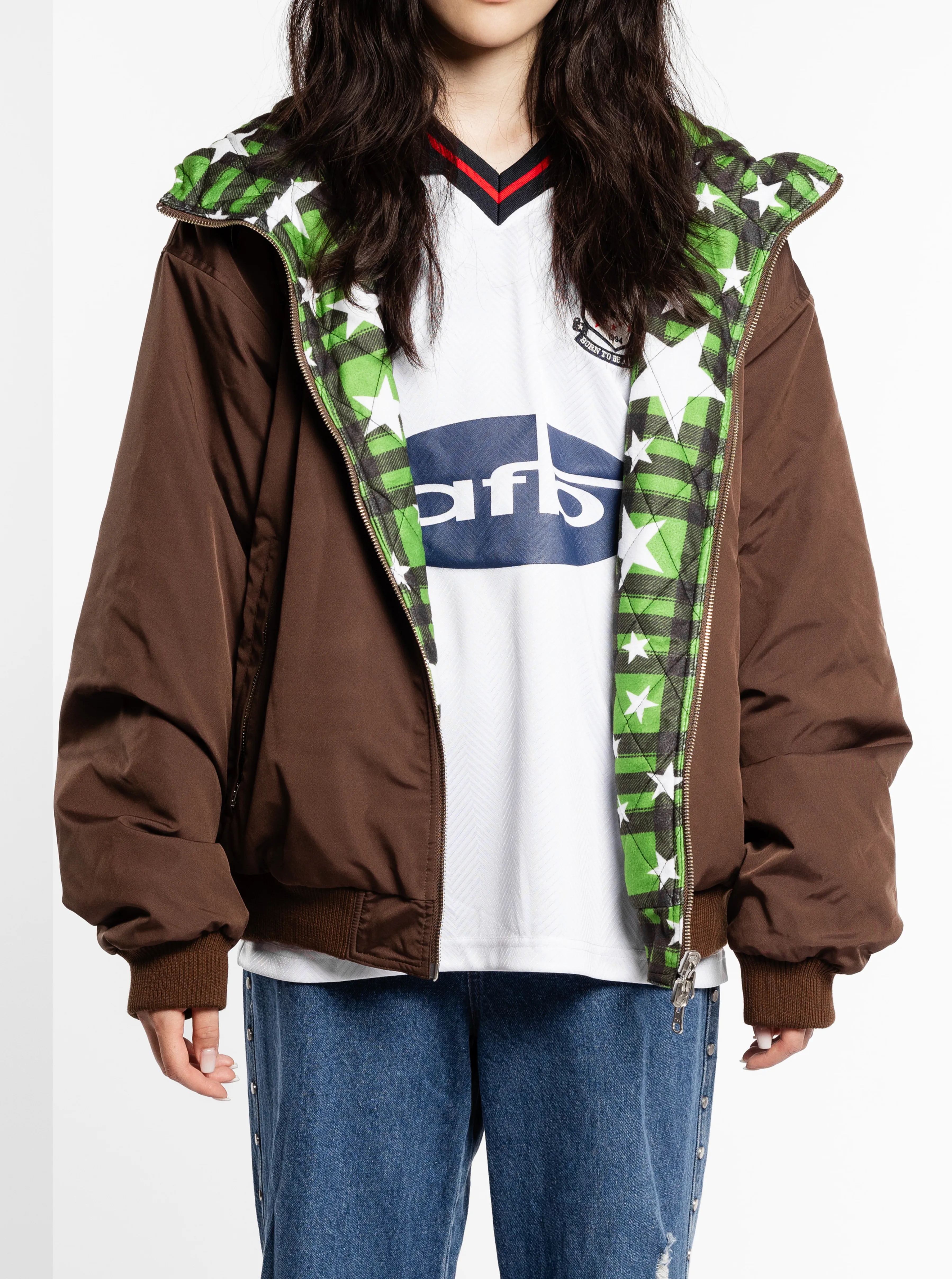 Reversible Nylon Check Parka