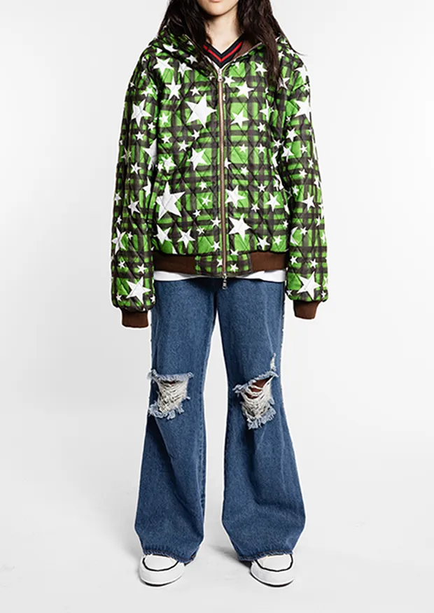 Reversible Nylon Check Parka