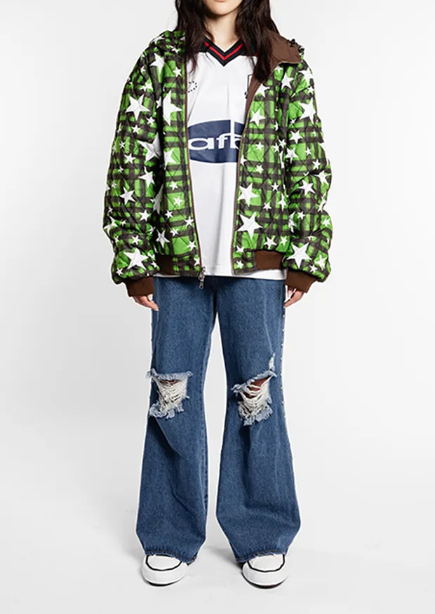 Reversible Nylon Check Parka