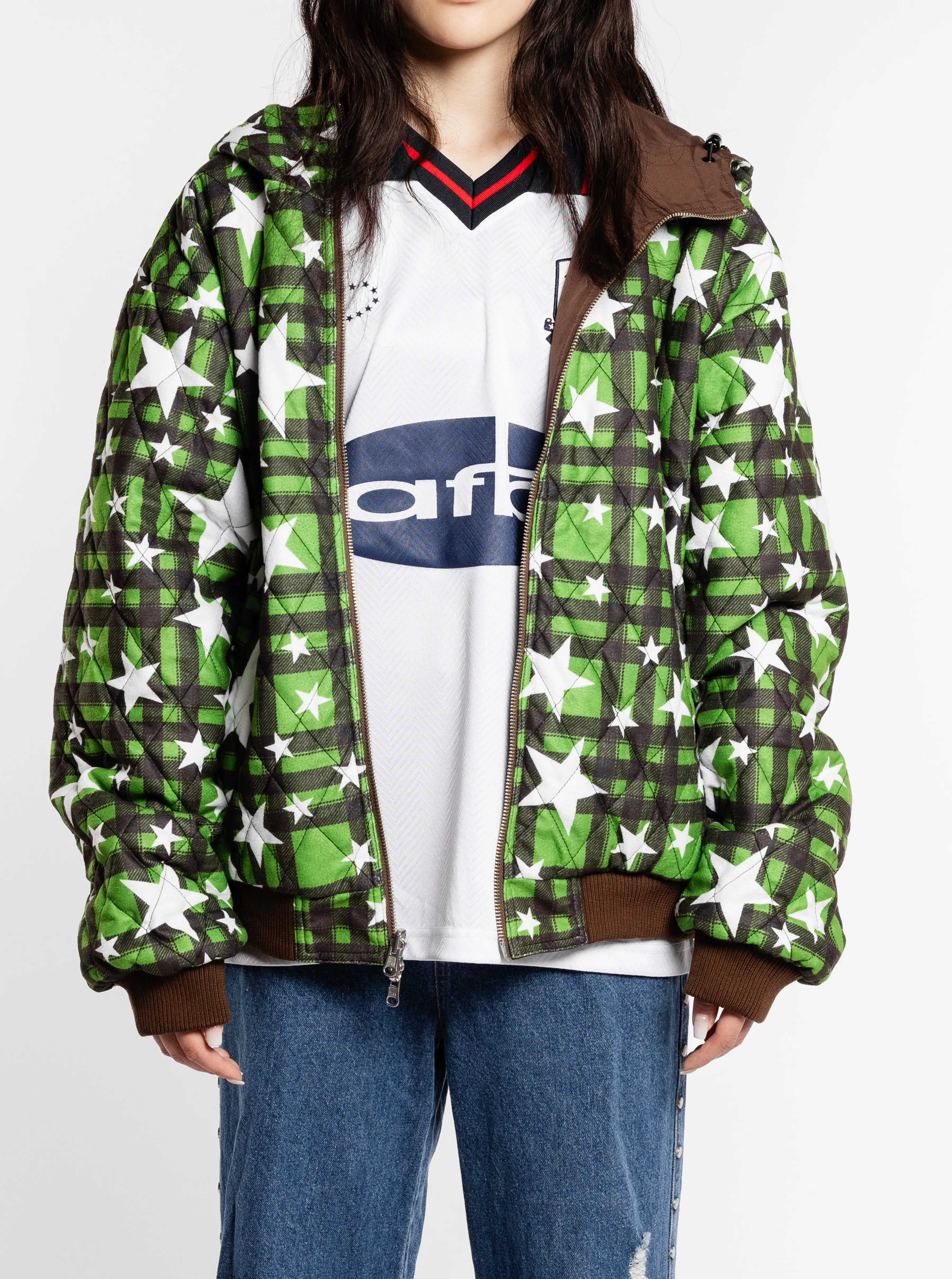 Reversible Nylon Check Parka