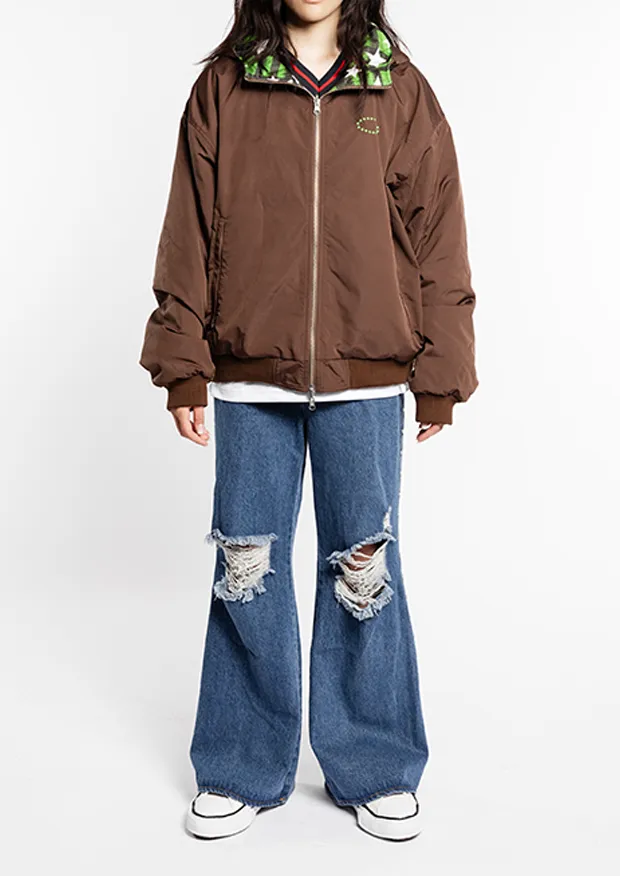 Reversible Nylon Check Parka