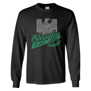 Steagles Retro Long Sleeve T-Shirt | Phil-Pitt Steagles Black Longsleeve Tee Shirt