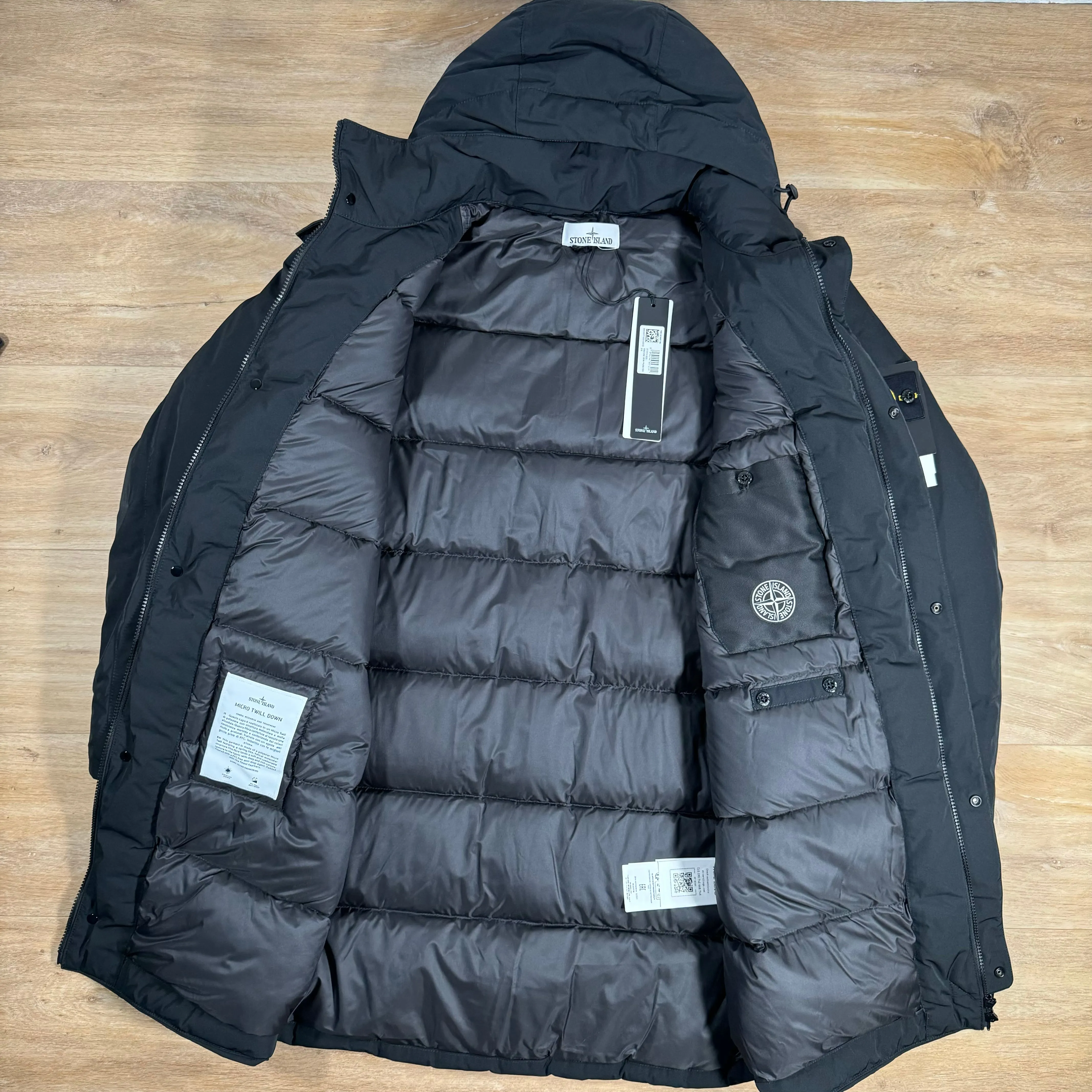 Stone Island Micro Twill Down Parka in Black