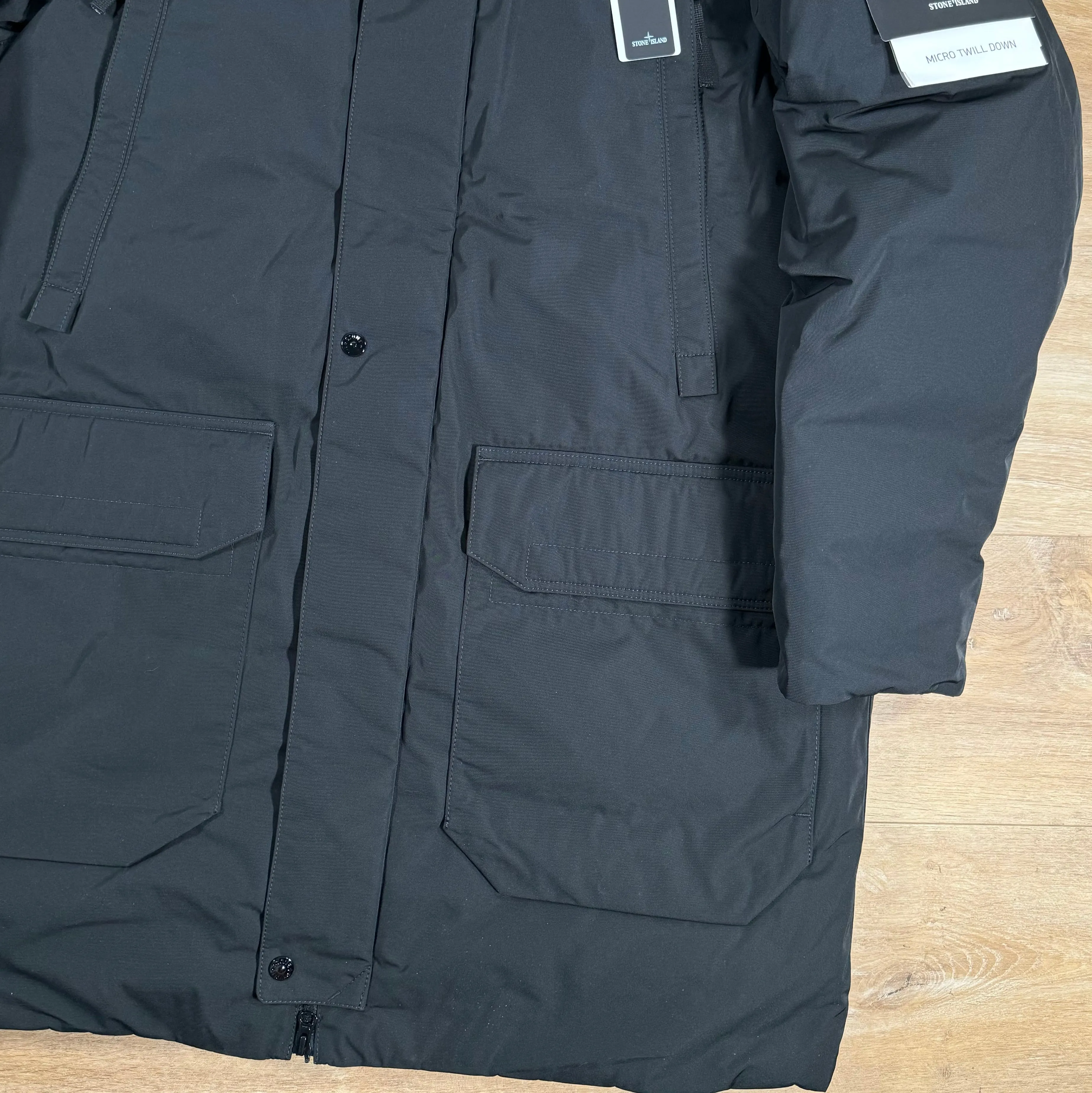 Stone Island Micro Twill Down Parka in Black