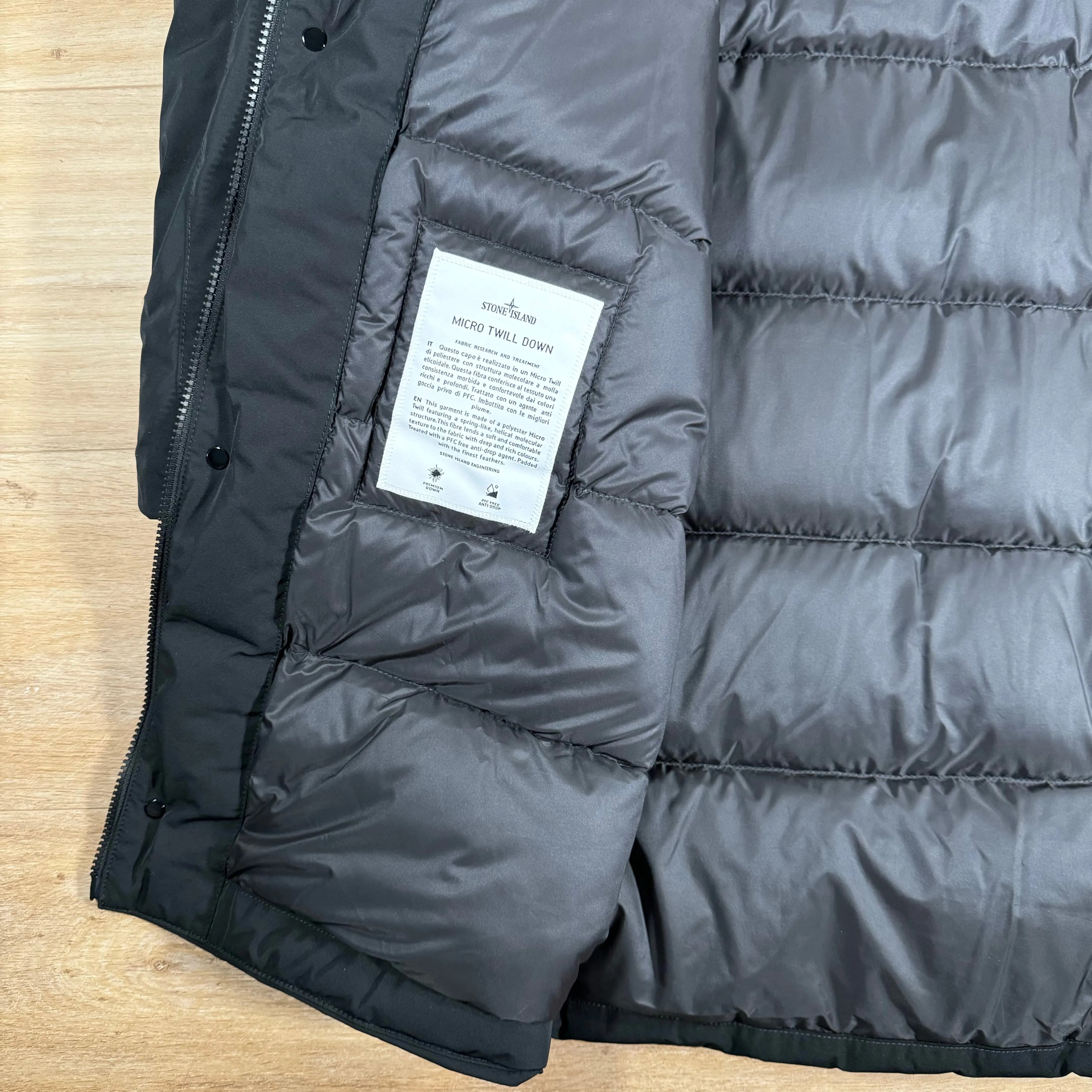 Stone Island Micro Twill Down Parka in Black