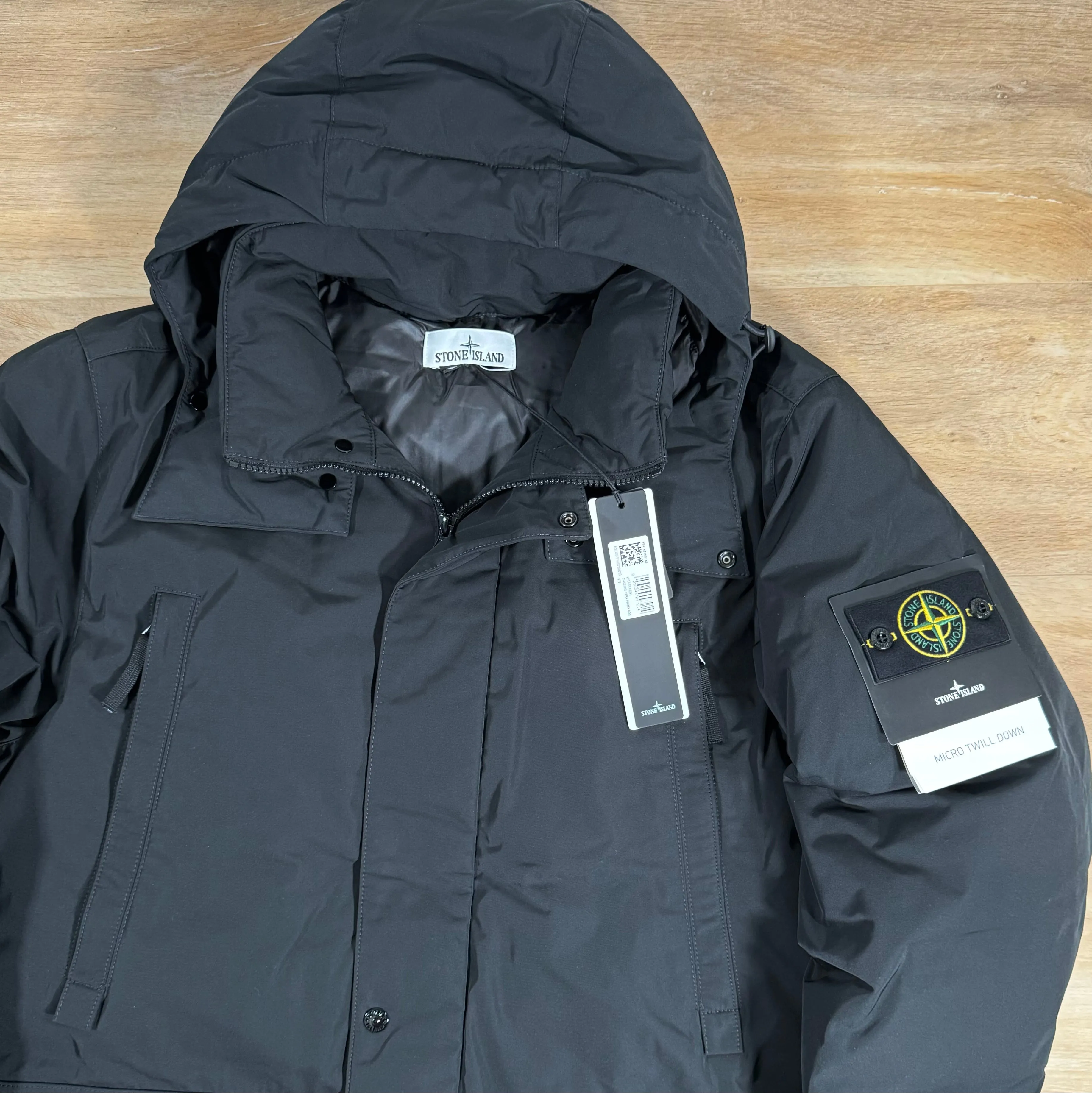 Stone Island Micro Twill Down Parka in Black